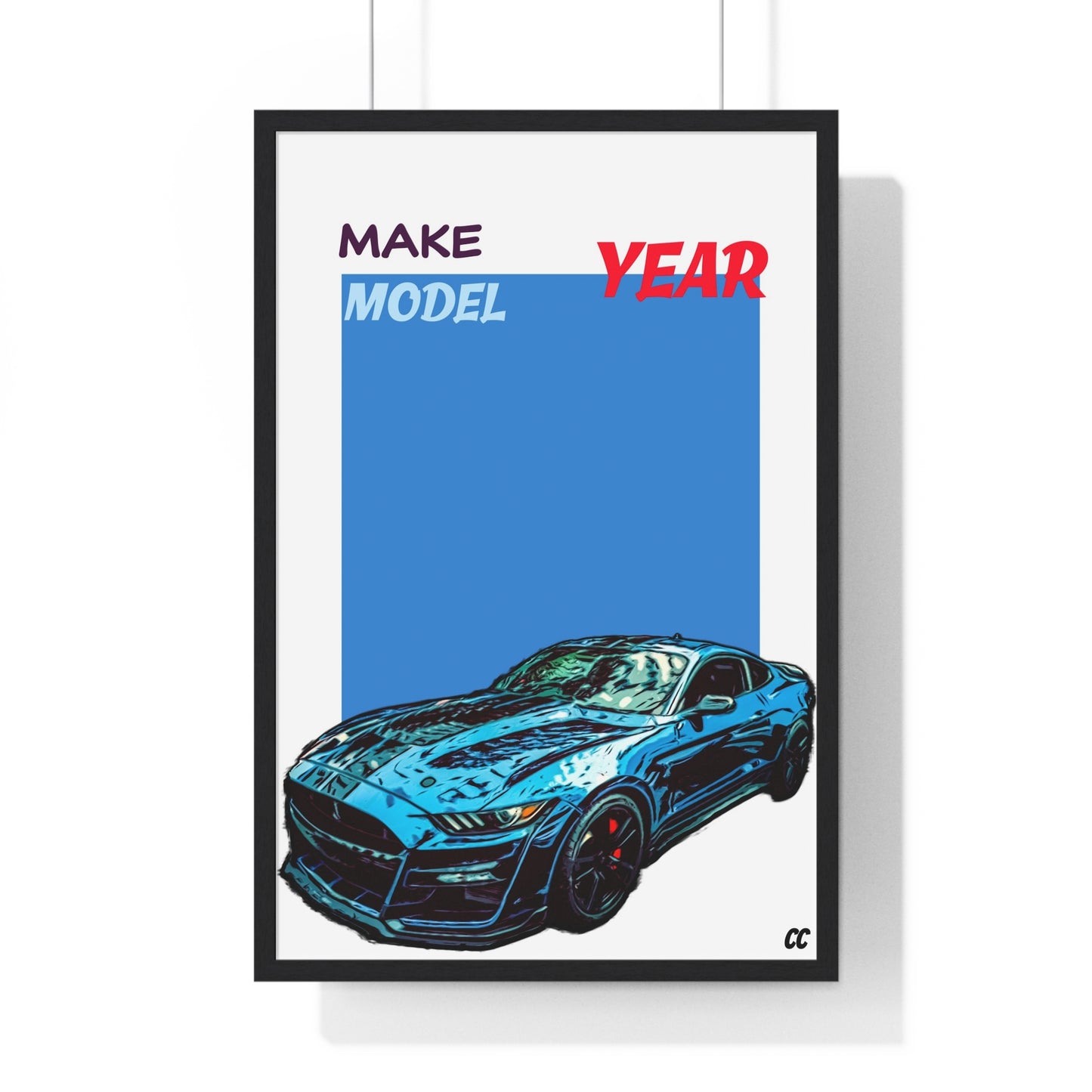 Comic My Ride! Simple custom car vertical framed poster of YOUR car!