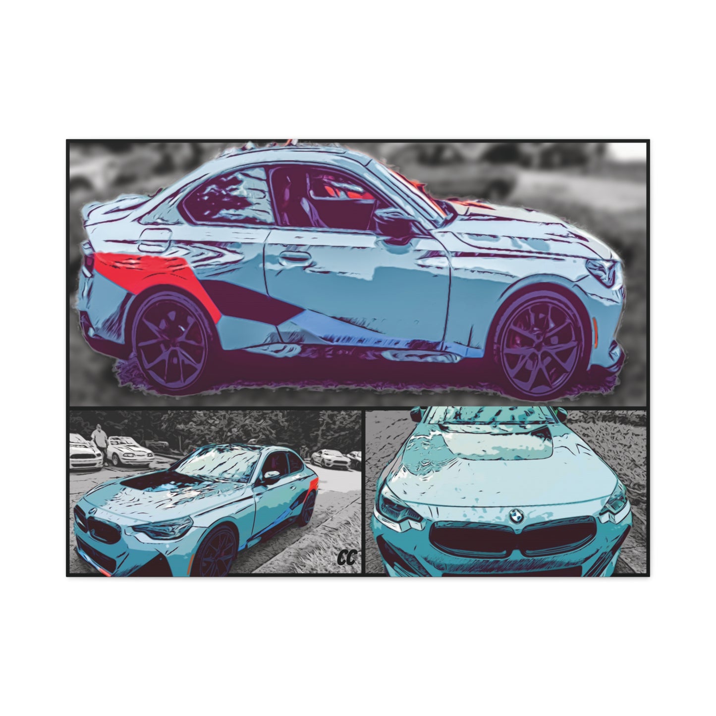 Comic My Ride! Custom Single or Multi-Image Matte Canvas Wall Art featuring YOUR Car!
