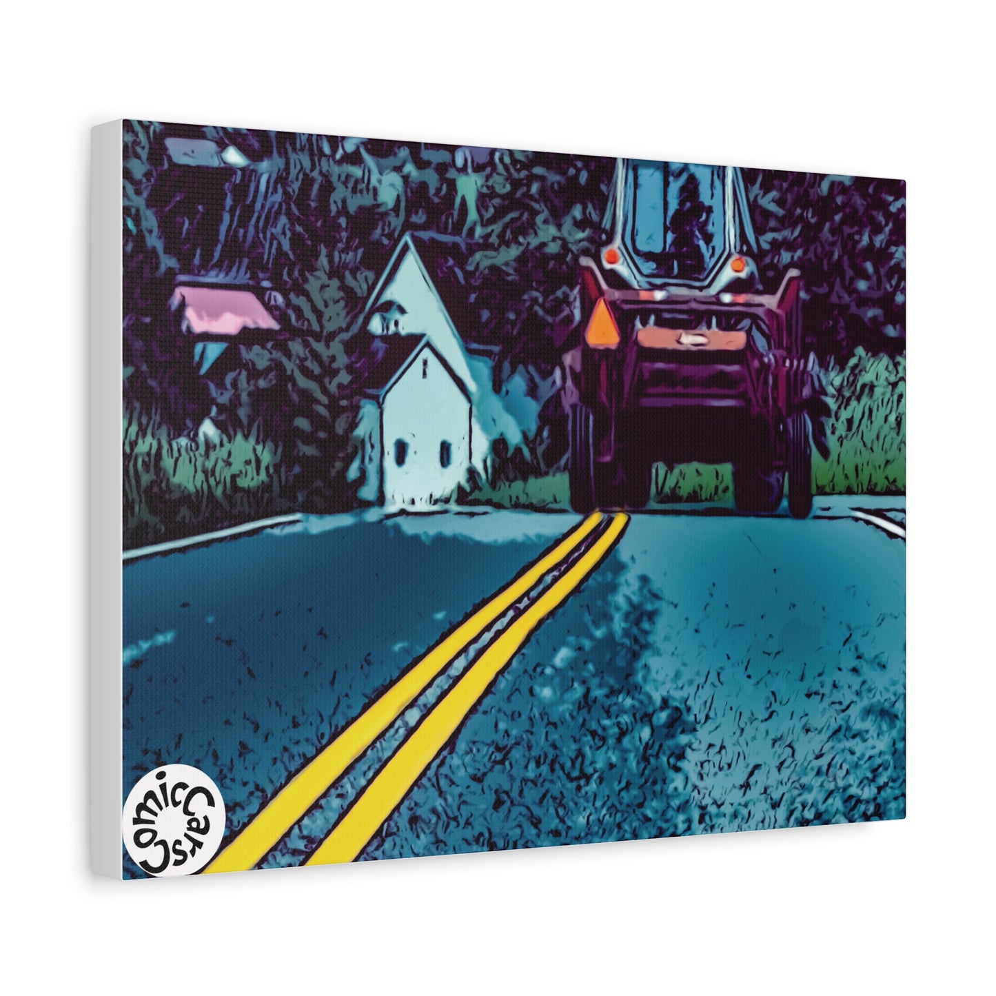 Country Roads Tractor Matte Canvas Wall Art for Farmhouse Decor