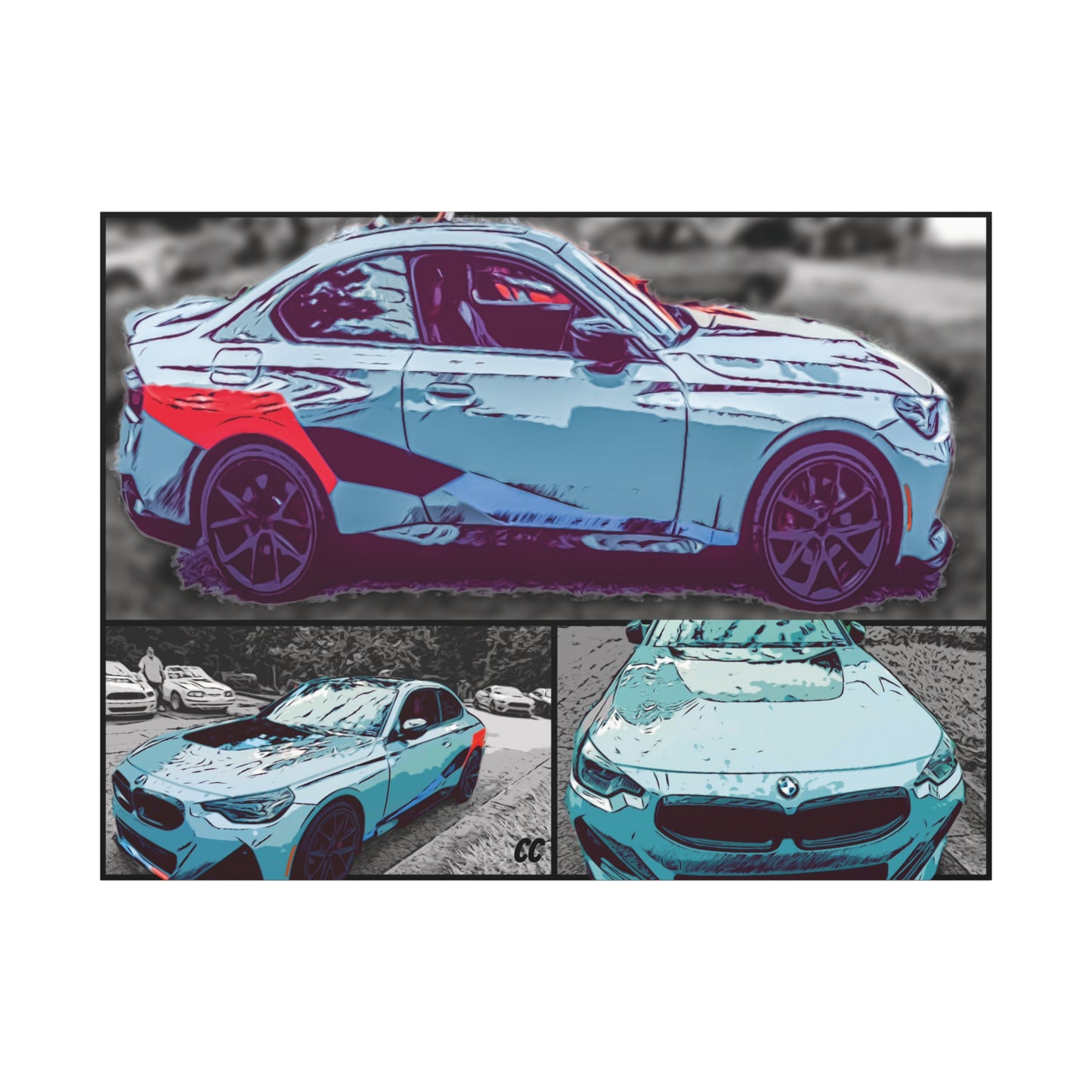 Comic My Ride! Custom Single or Multi-Image Matte Canvas Wall Art featuring YOUR Car!