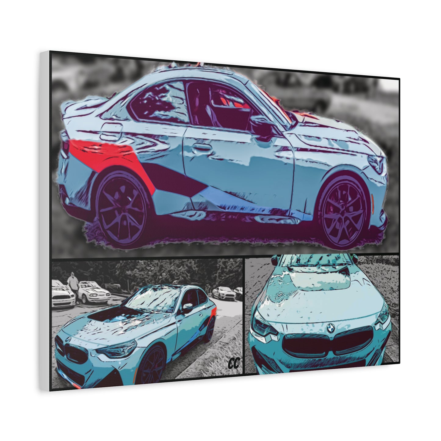 Comic My Ride! Custom Single or Multi-Image Matte Canvas Wall Art featuring YOUR Car!