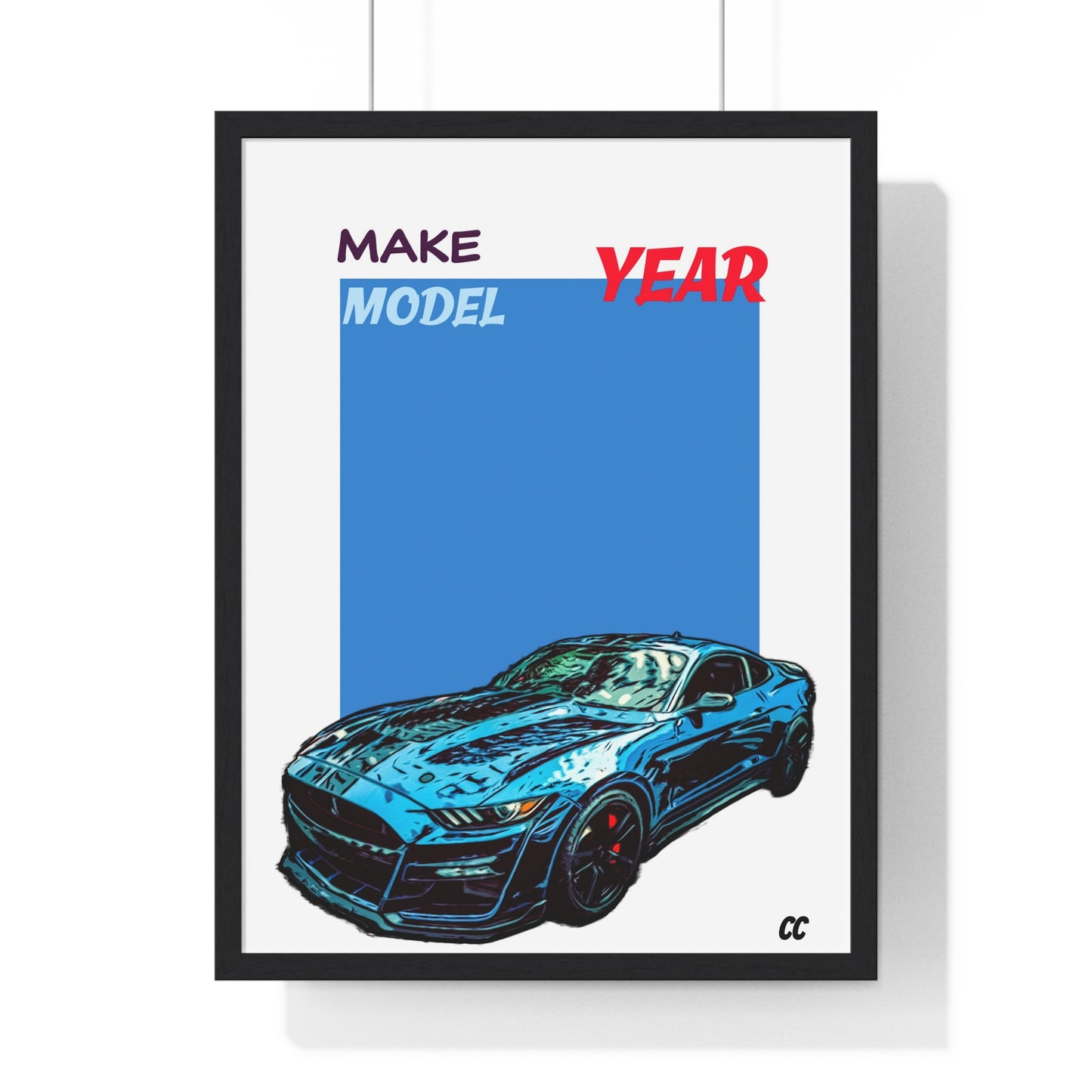 Comic My Ride! Simple custom car vertical framed poster of YOUR car!