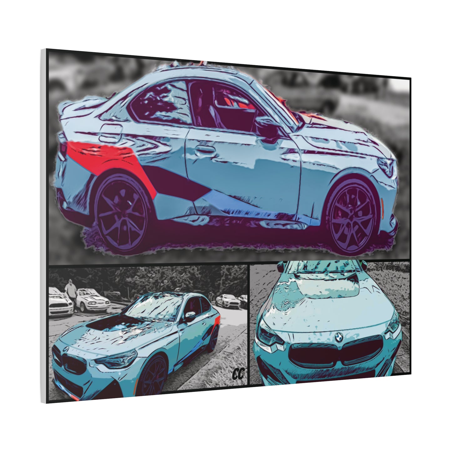 Comic My Ride! Custom Single or Multi-Image Matte Canvas Wall Art featuring YOUR Car!