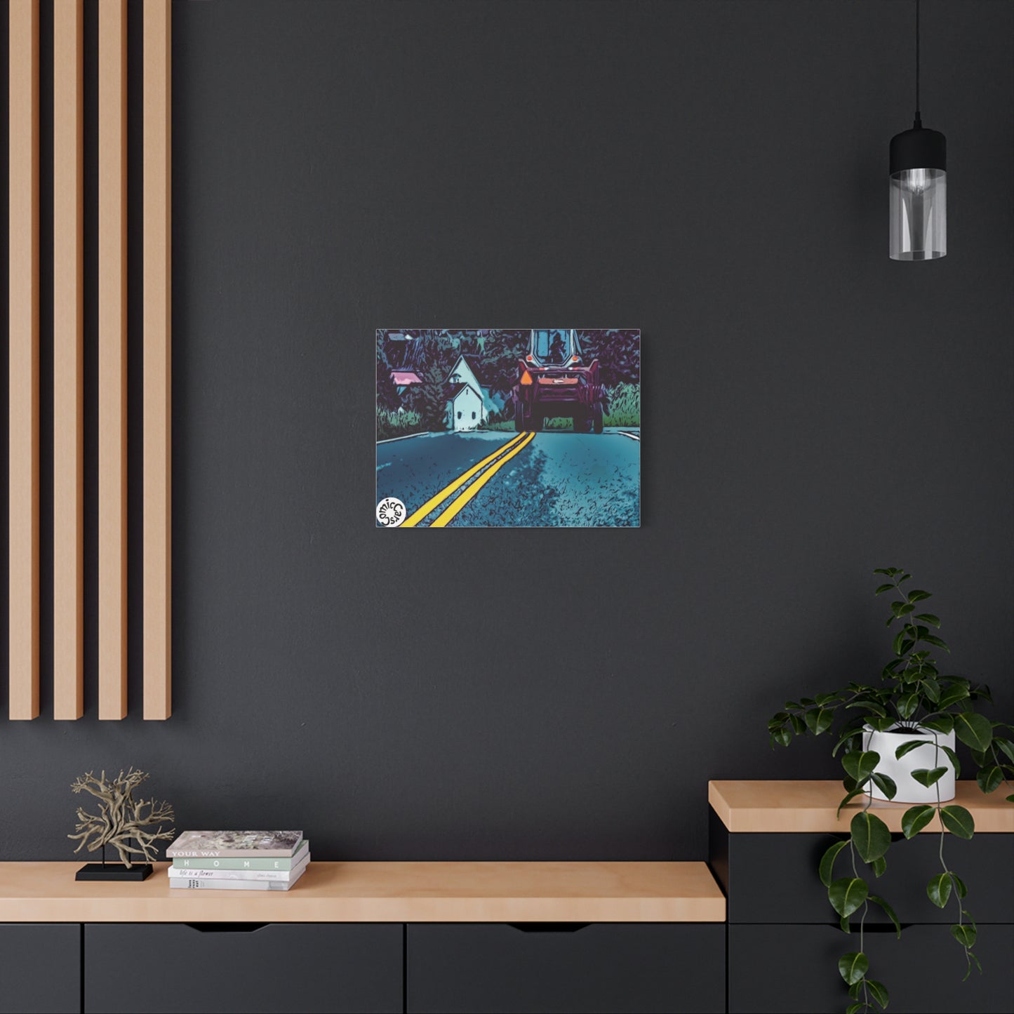 Country Roads Tractor Matte Canvas Wall Art for Farmhouse Decor
