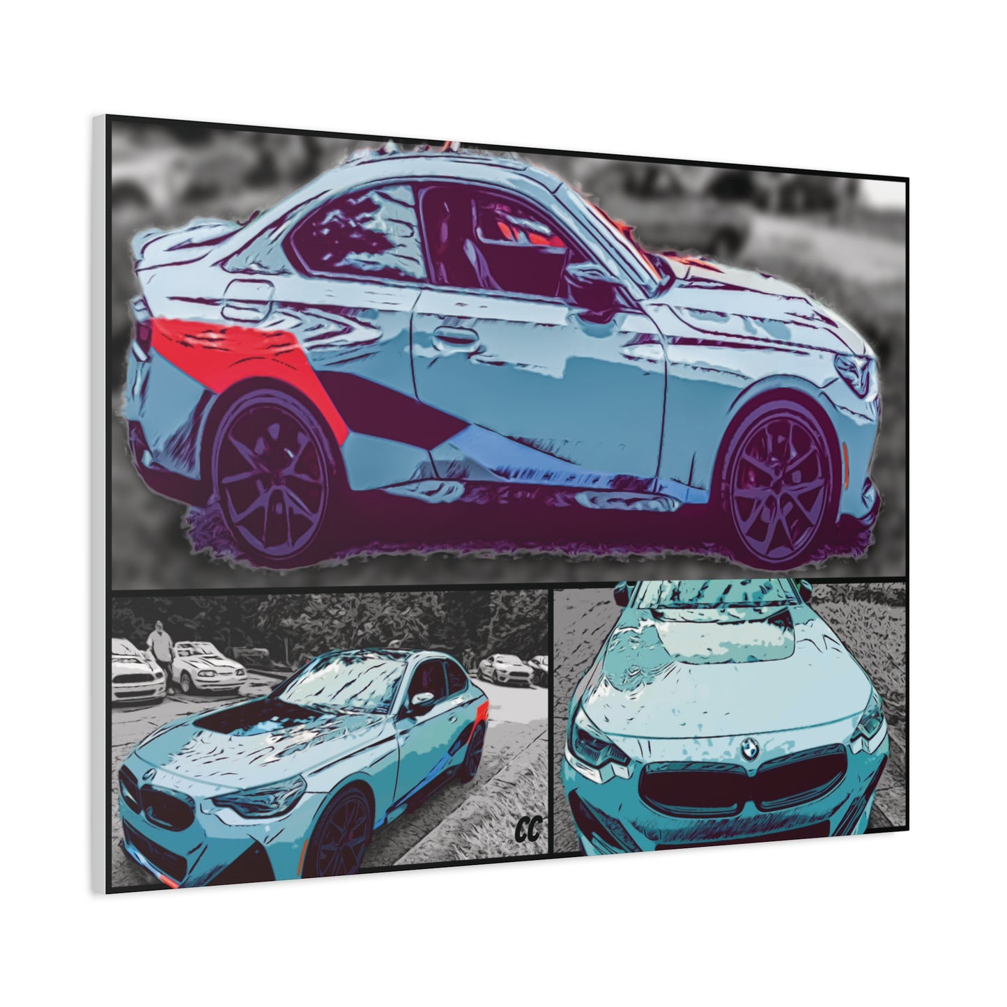 Comic My Ride! Custom Single or Multi-Image Matte Canvas Wall Art featuring YOUR Car!