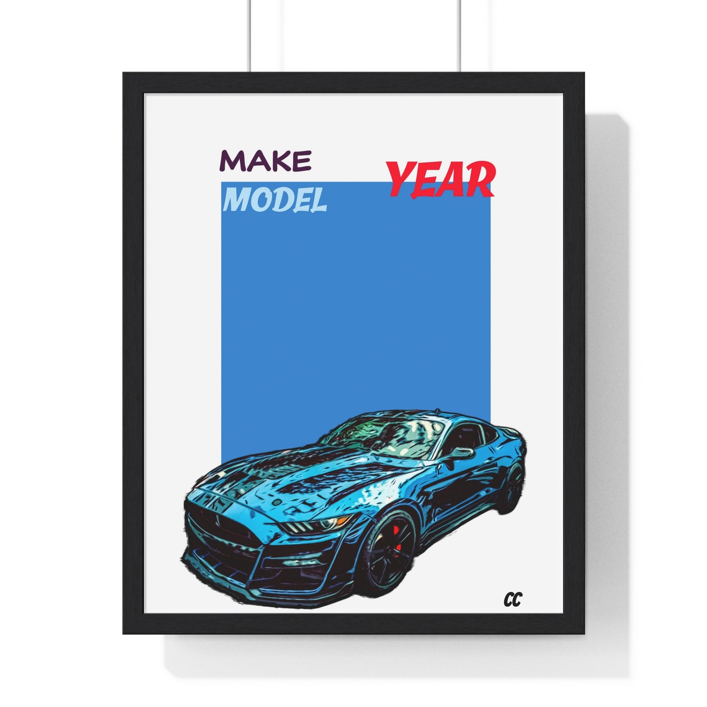 Comic My Ride! Simple custom car vertical framed poster of YOUR car!
