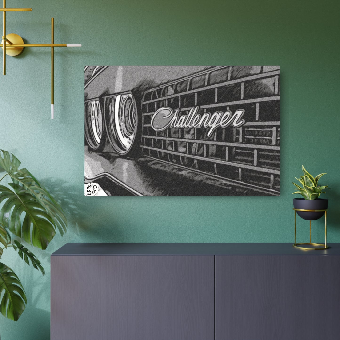 Metal Art Sign Modern Muscle Car Gas Pump Garage Wall Art Black and White Decor