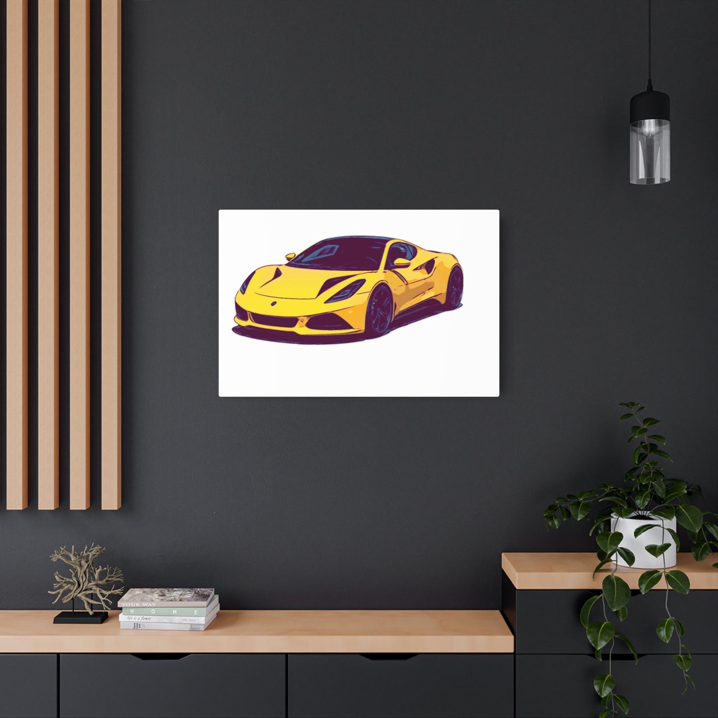 Goldflare Coupe – Exotic Performance Comic Car Wall Art