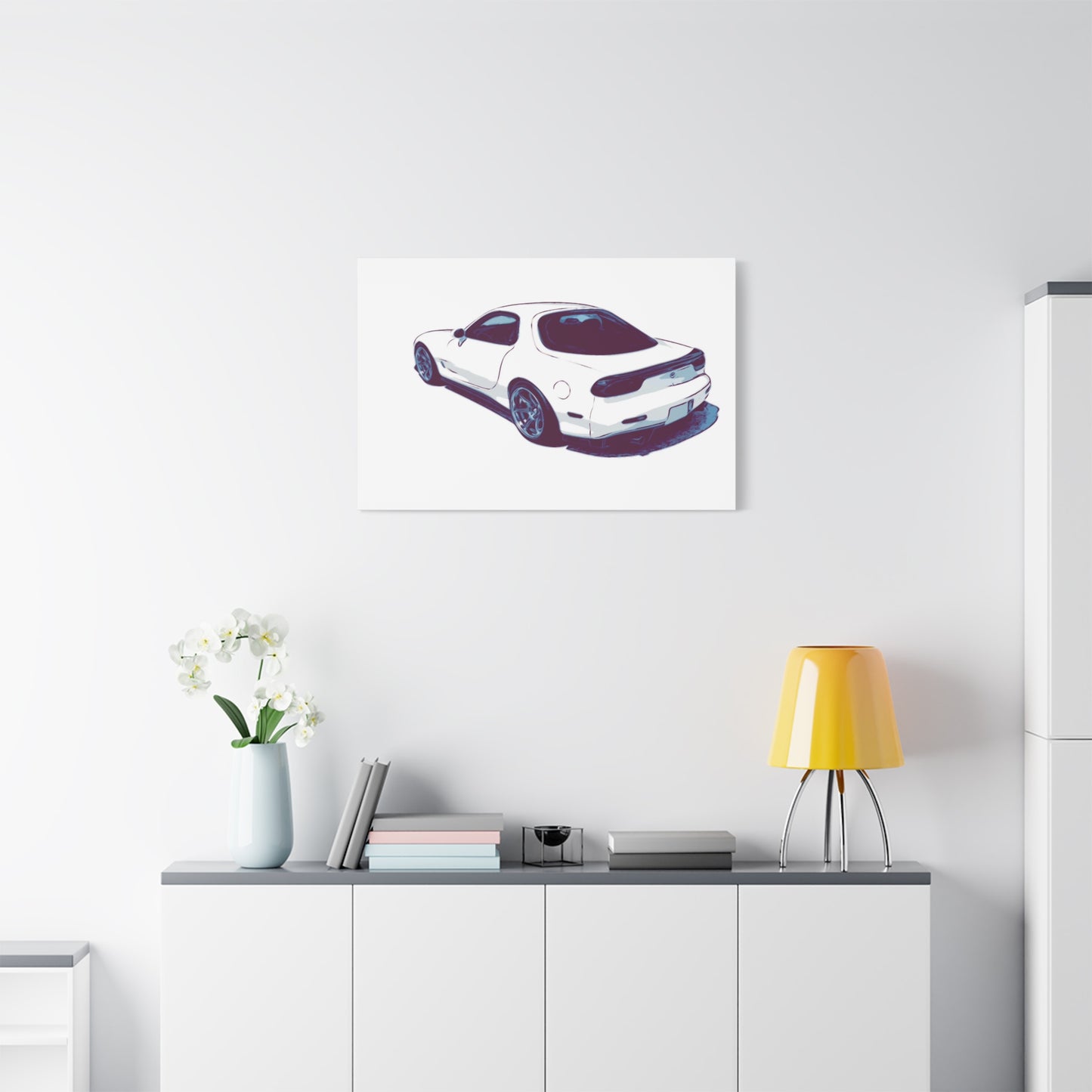 Ivory Fade – Japanese Rotary Coupe Rear Profile Comic Wall Art