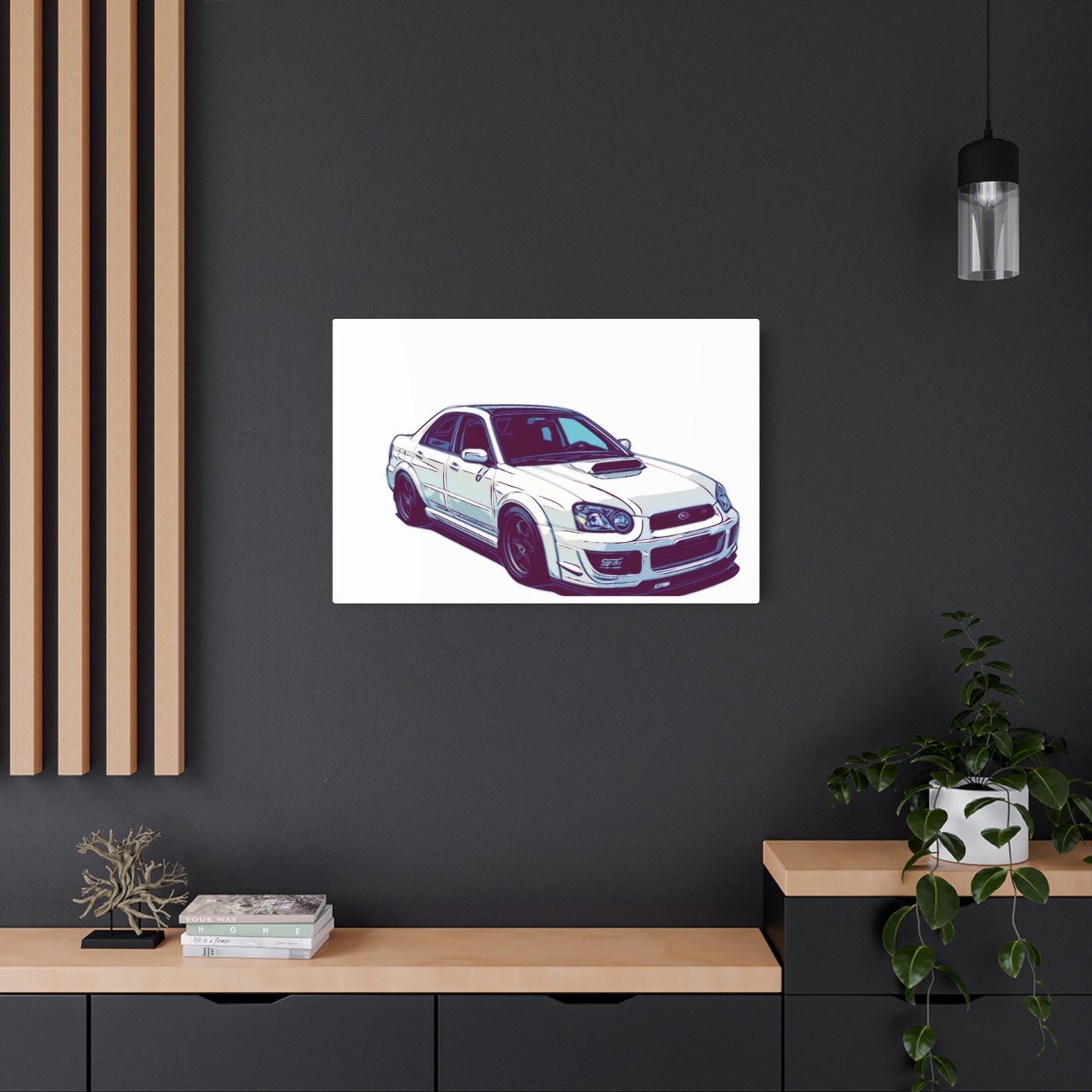 Boosted All-Wheel Fury – Rally-Inspired Sport Sedan Comic Car Wall Art