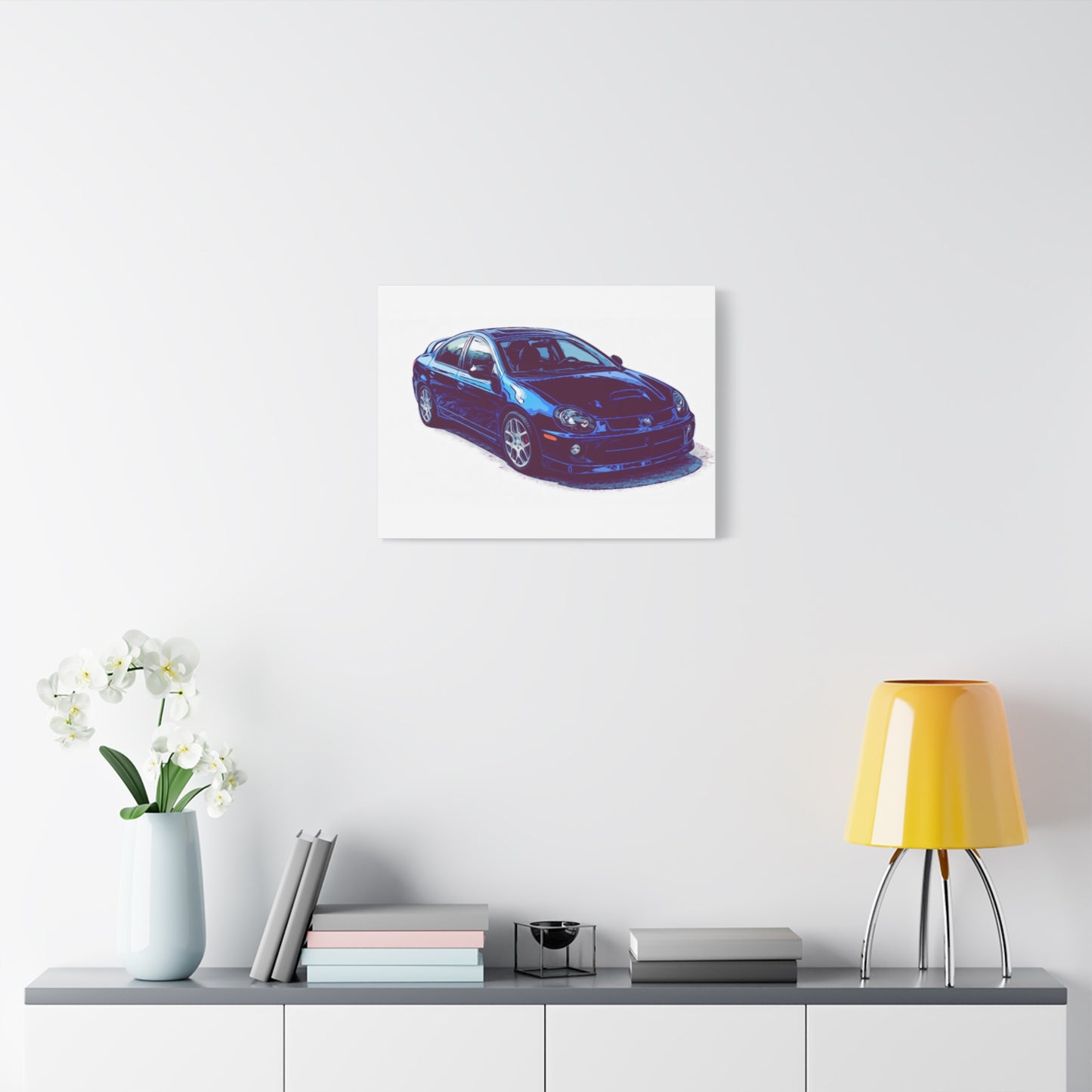 Turbo Four Door – Early 2000s Sport Sedan Comic Car Wall Art