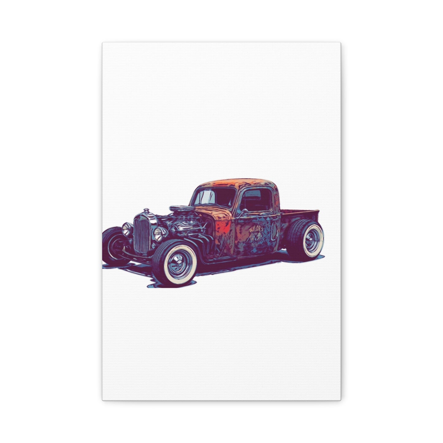 Rustbound Revival Pickup – Vintage Rat Rod Comic Car Wall Art