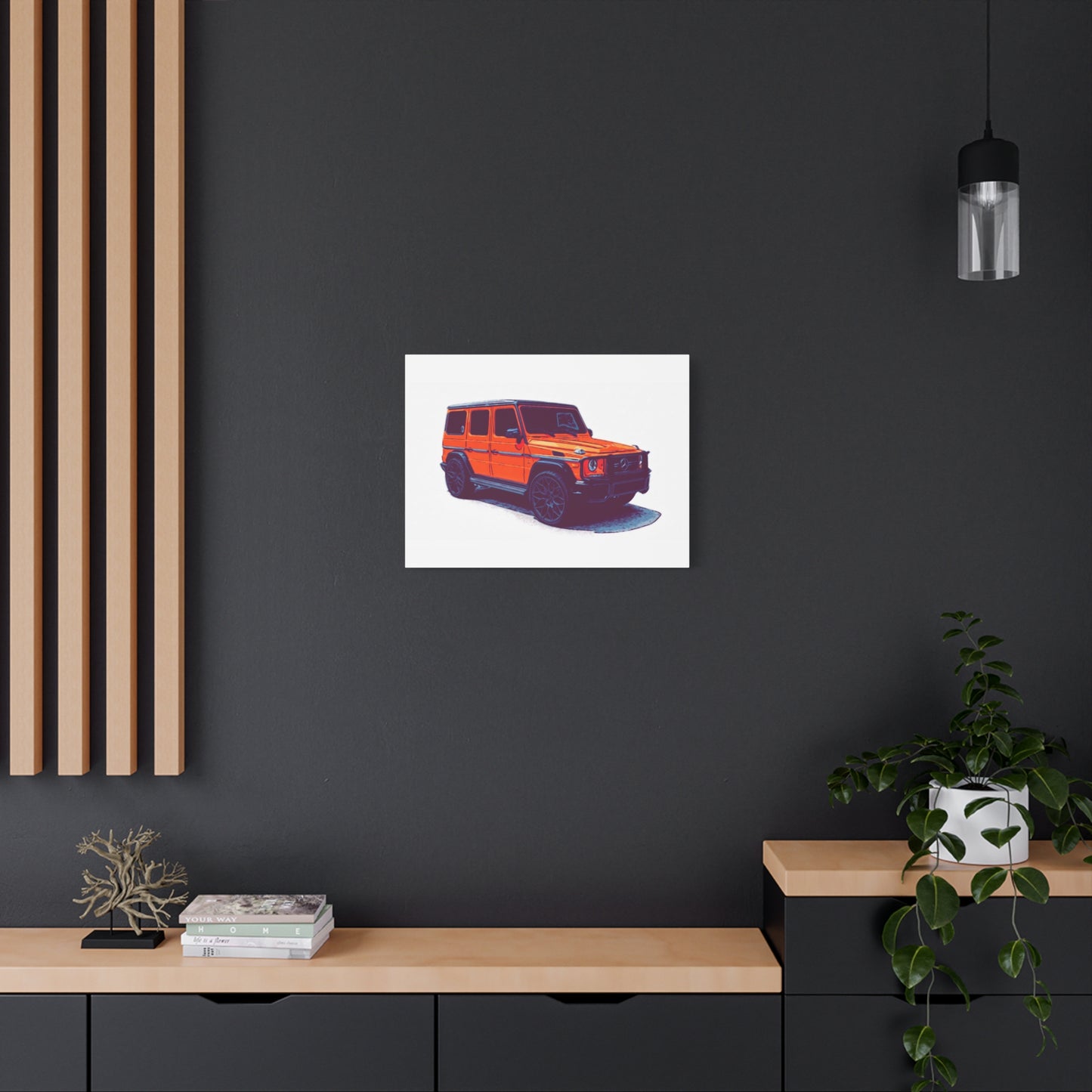 Signal Orange Sentinel – Luxury Off-Road SUV Comic Wall Art