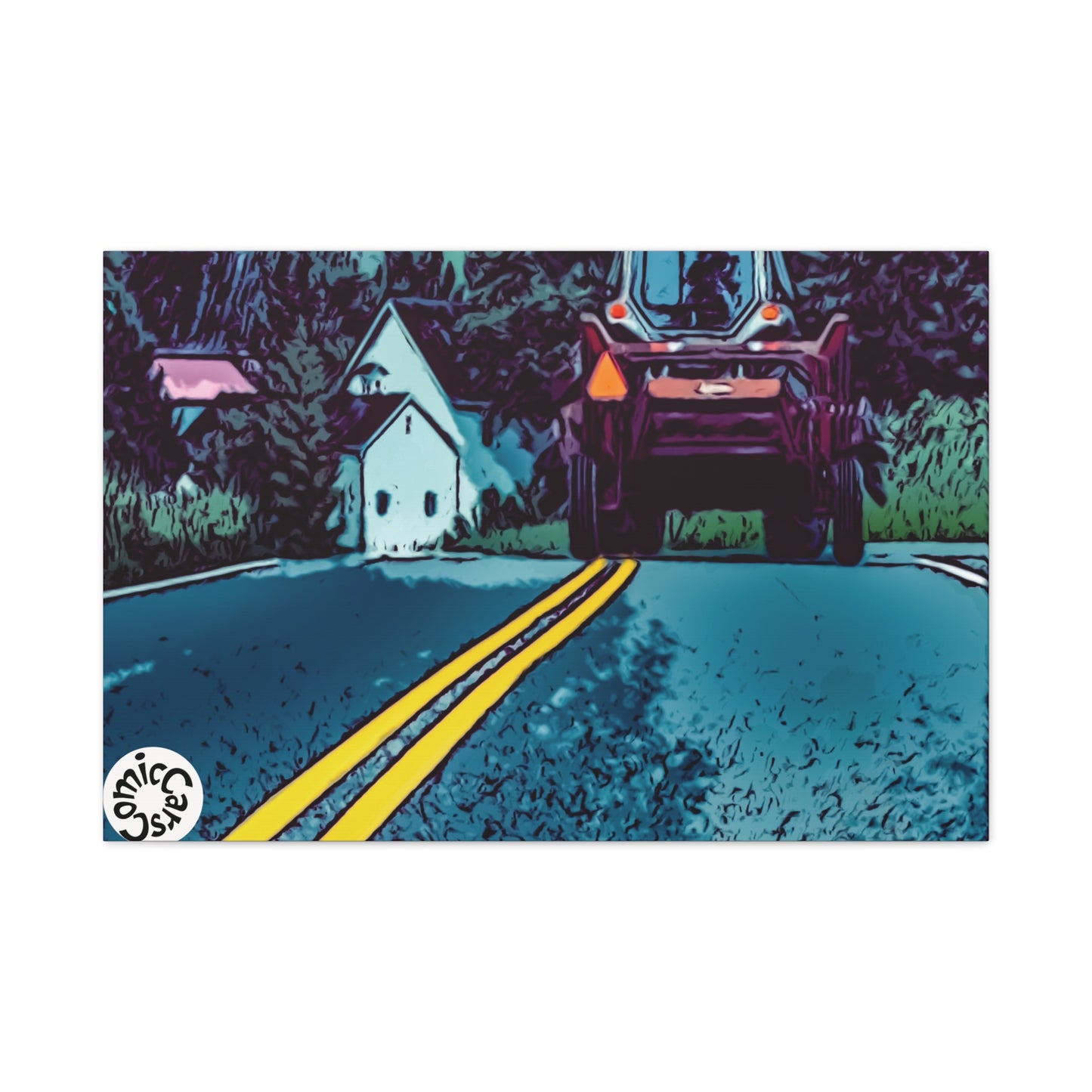 Country Roads Tractor Matte Canvas Wall Art for Farmhouse Decor