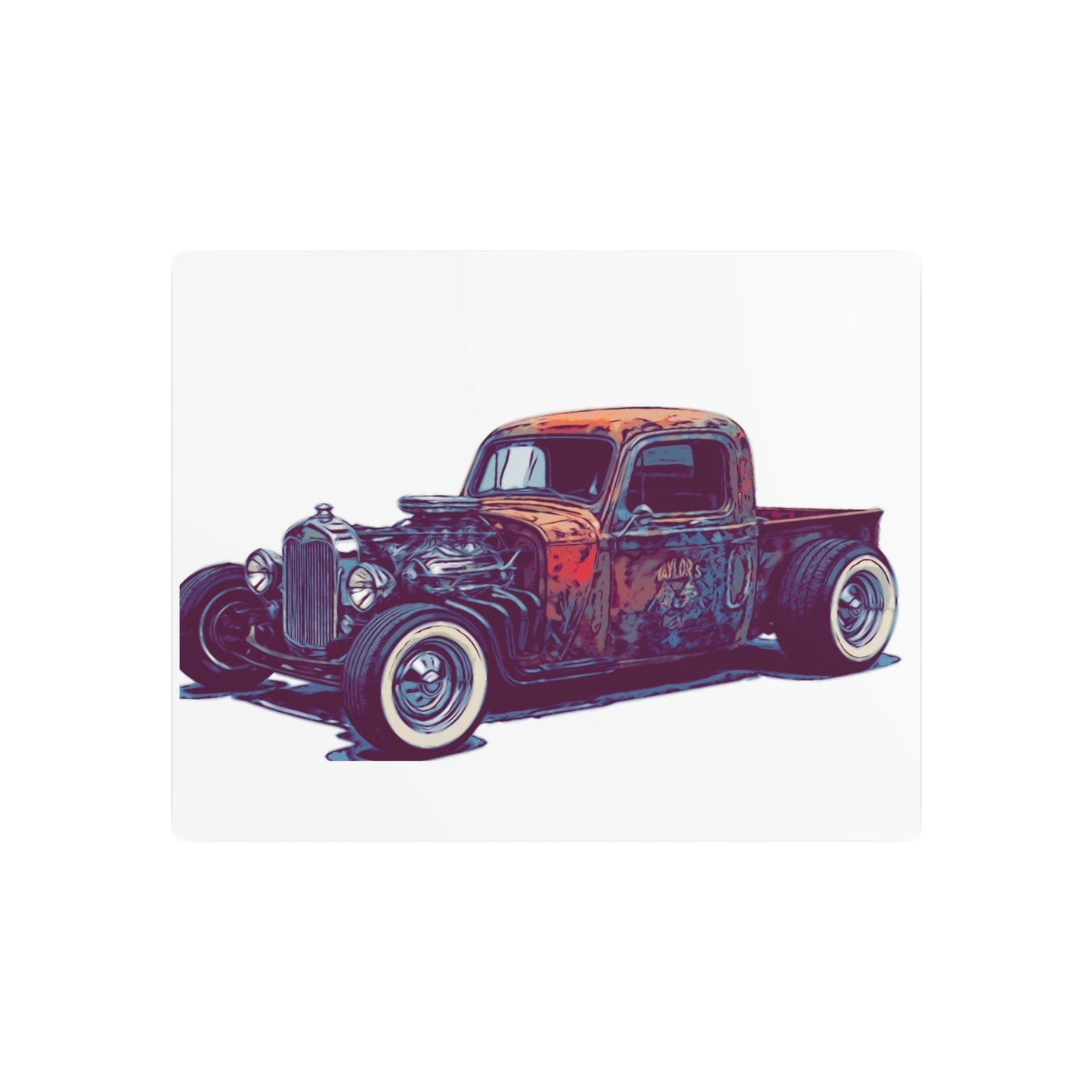 Rustbound Revival Pickup – Vintage Rat Rod Comic Car Wall Art
