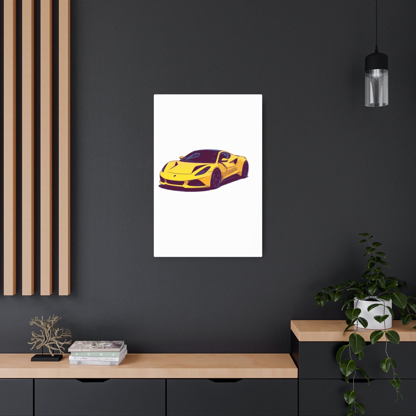 Goldflare Coupe – Exotic Performance Comic Car Wall Art