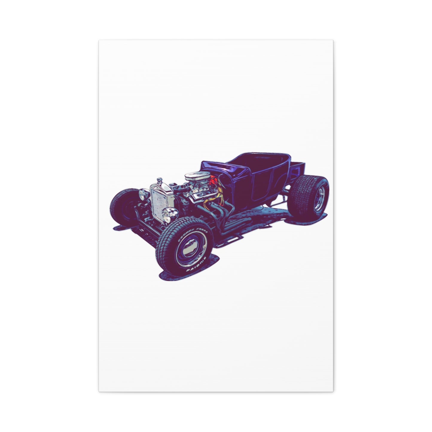 Bare Knuckle Roadster – Exposed Engine Comic Car Wall Art