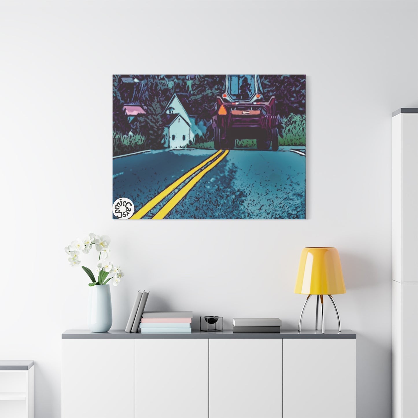 Country Roads Tractor Matte Canvas Wall Art for Farmhouse Decor