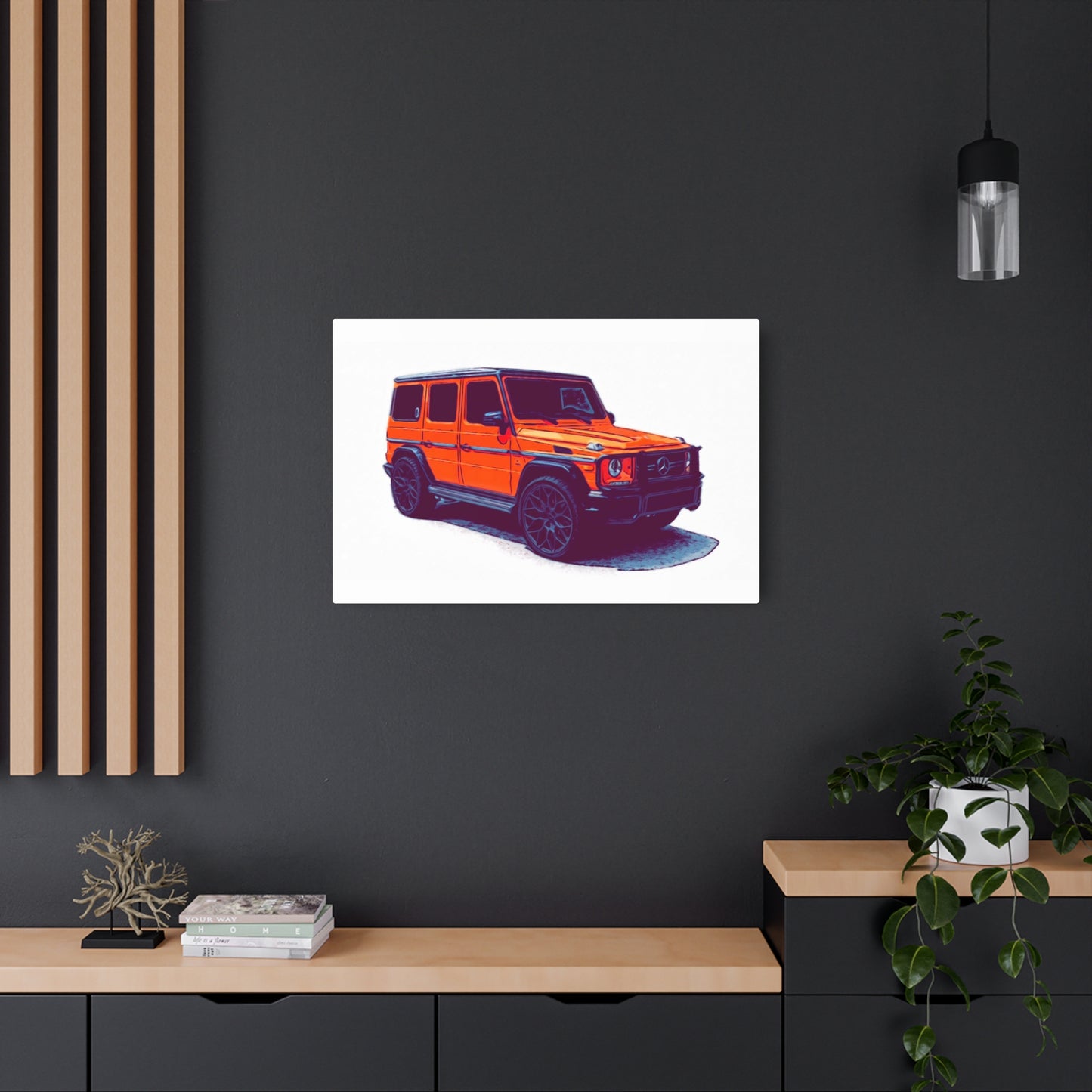 Signal Orange Sentinel – Luxury Off-Road SUV Comic Wall Art