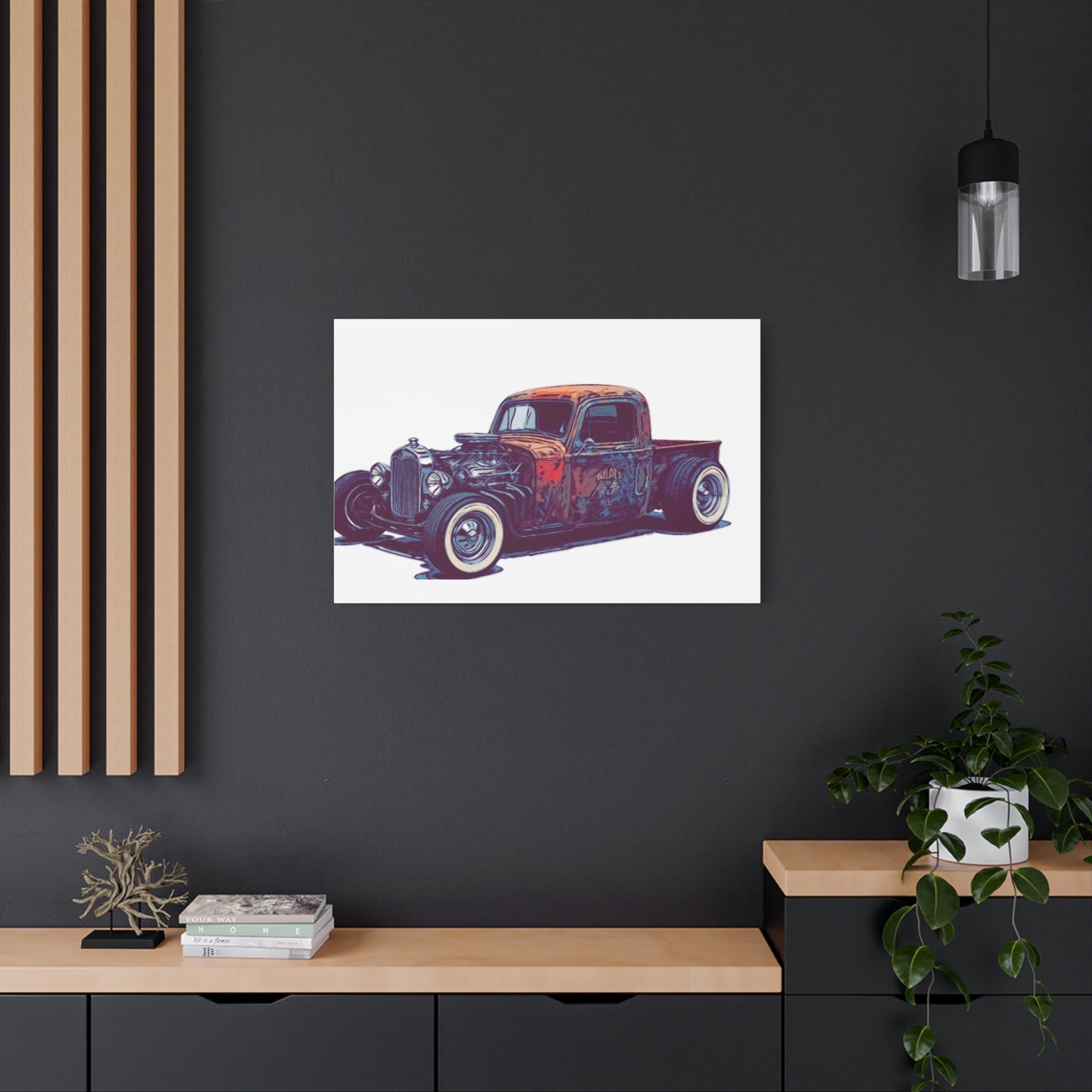 Rustbound Revival Pickup – Vintage Rat Rod Comic Car Wall Art