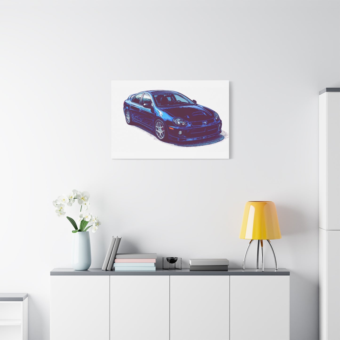 Turbo Four Door – Early 2000s Sport Sedan Comic Car Wall Art