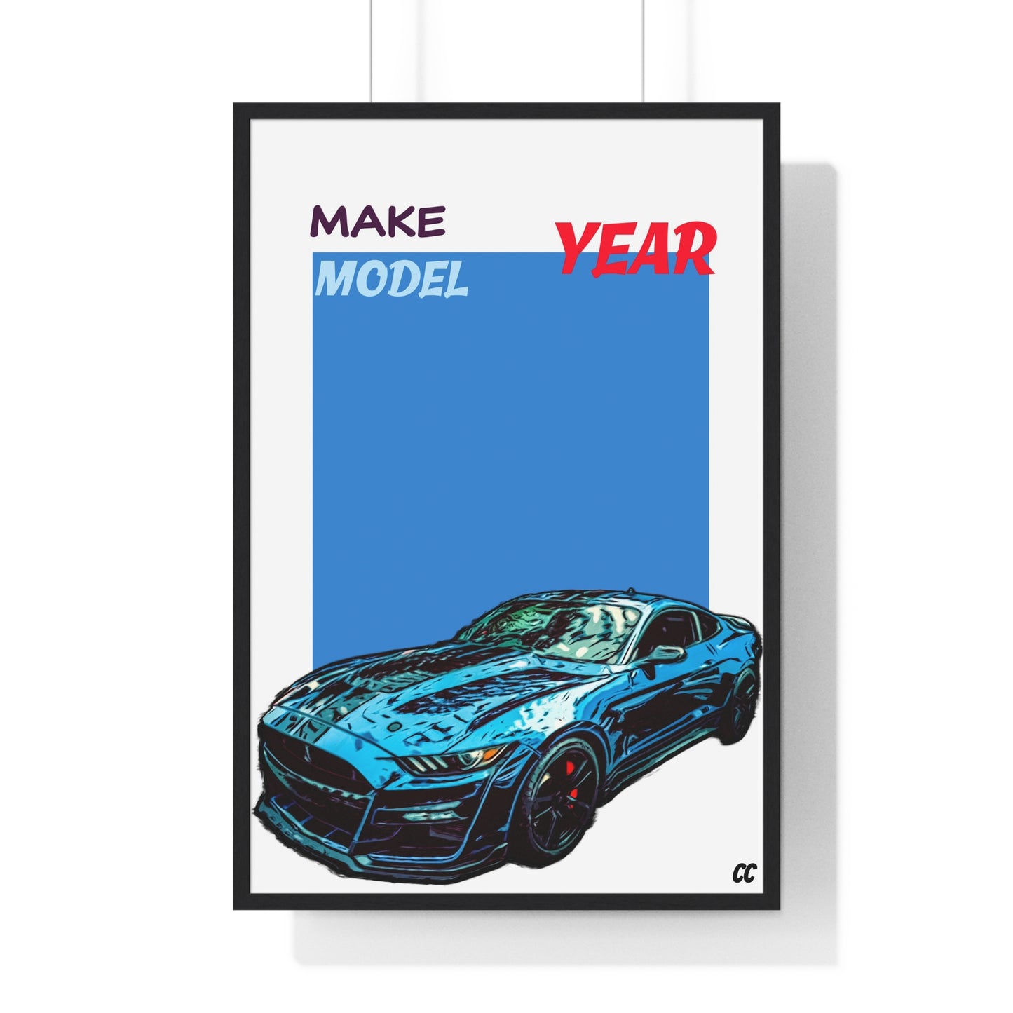 Comic My Ride! Simple custom car vertical framed poster of YOUR car!