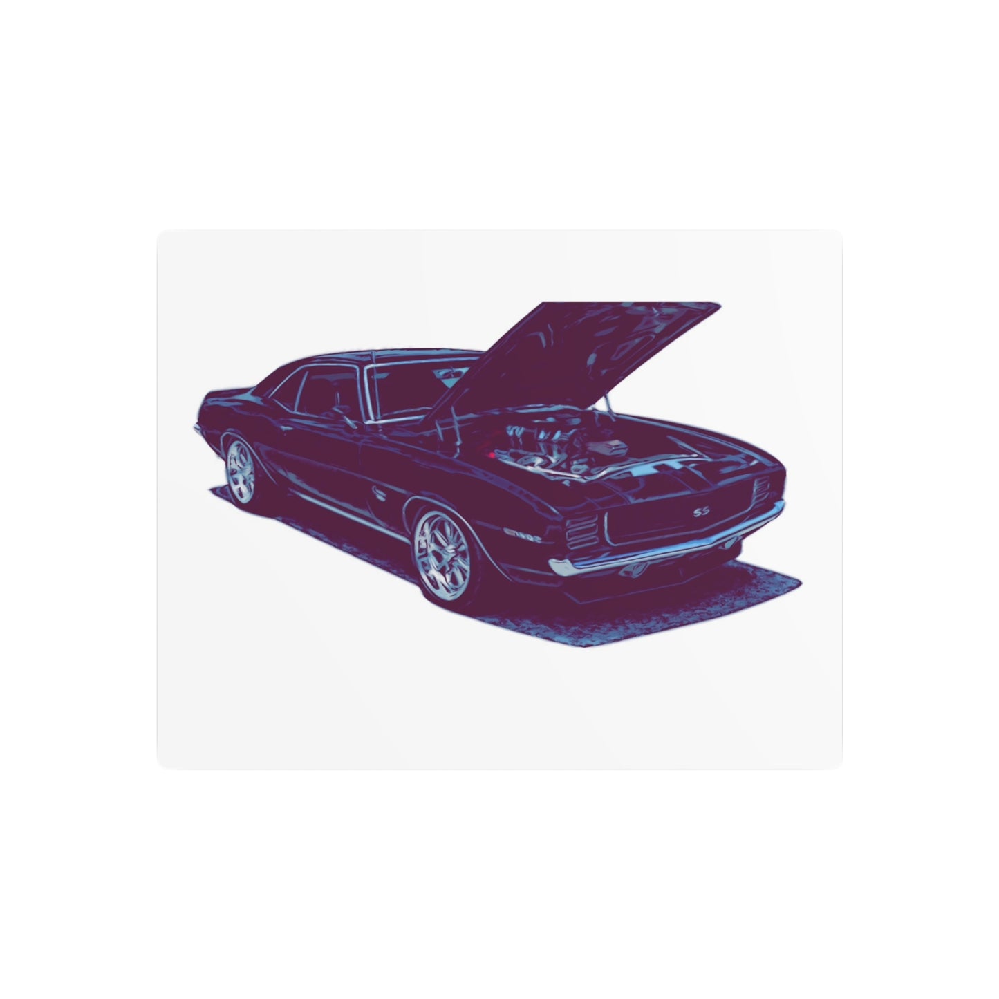 Heart on Display – Open-Hood Classic Muscle Comic Car Wall Art