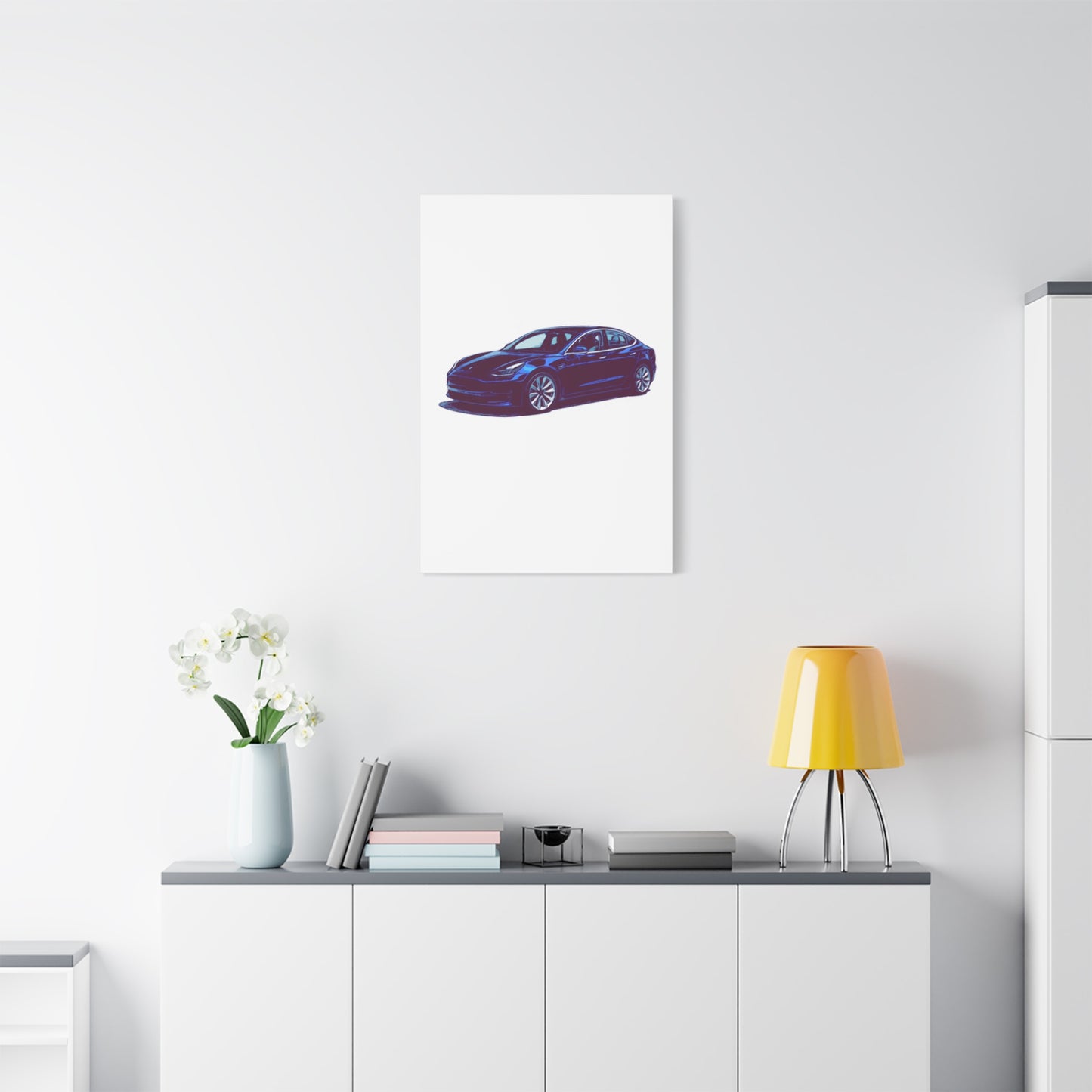 Silentshift Fastback – Modern Electric Sport Sedan Comic Car Wall Art