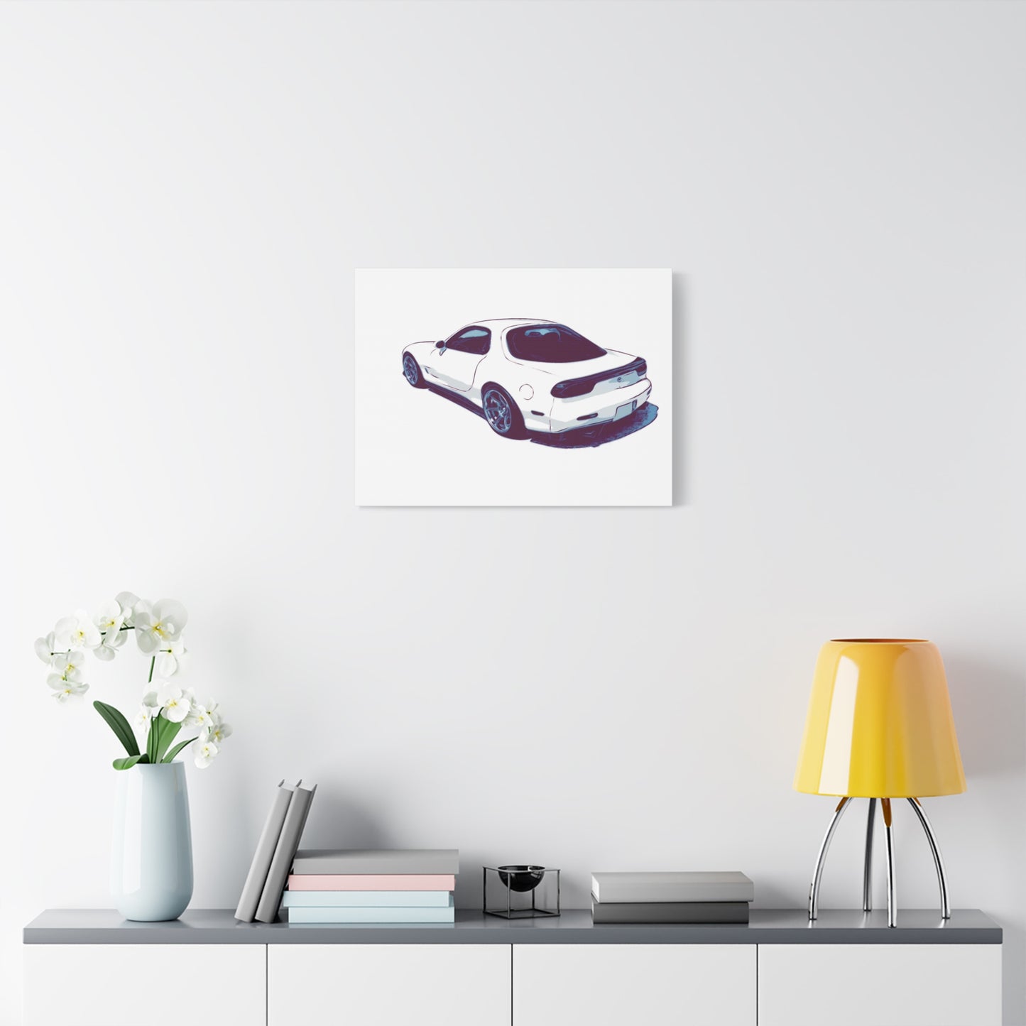 Ivory Fade – Japanese Rotary Coupe Rear Profile Comic Wall Art