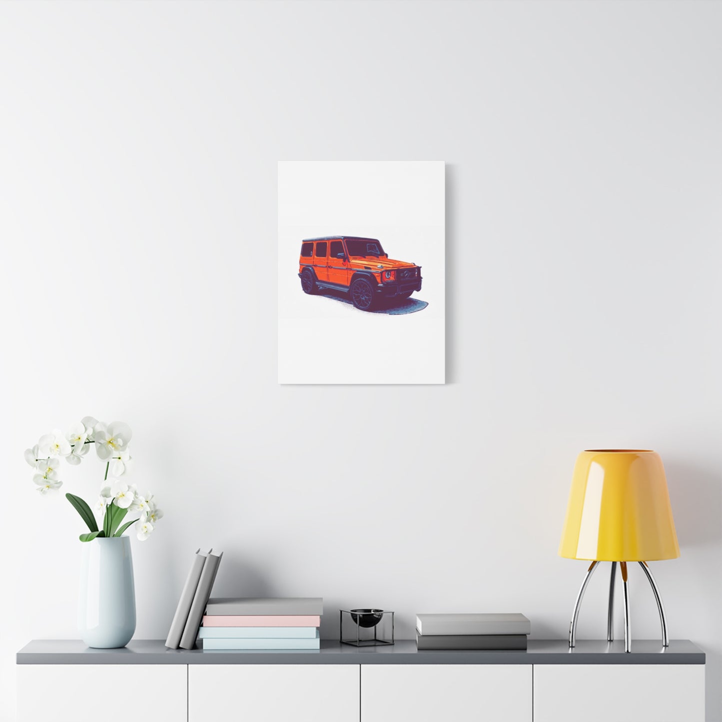 Signal Orange Sentinel – Luxury Off-Road SUV Comic Wall Art