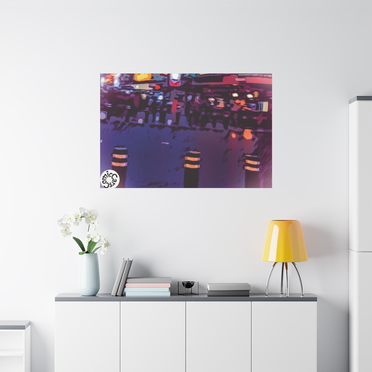 Freemont Street Night Cruises Las Vegas City Matte Canvas Wall Art