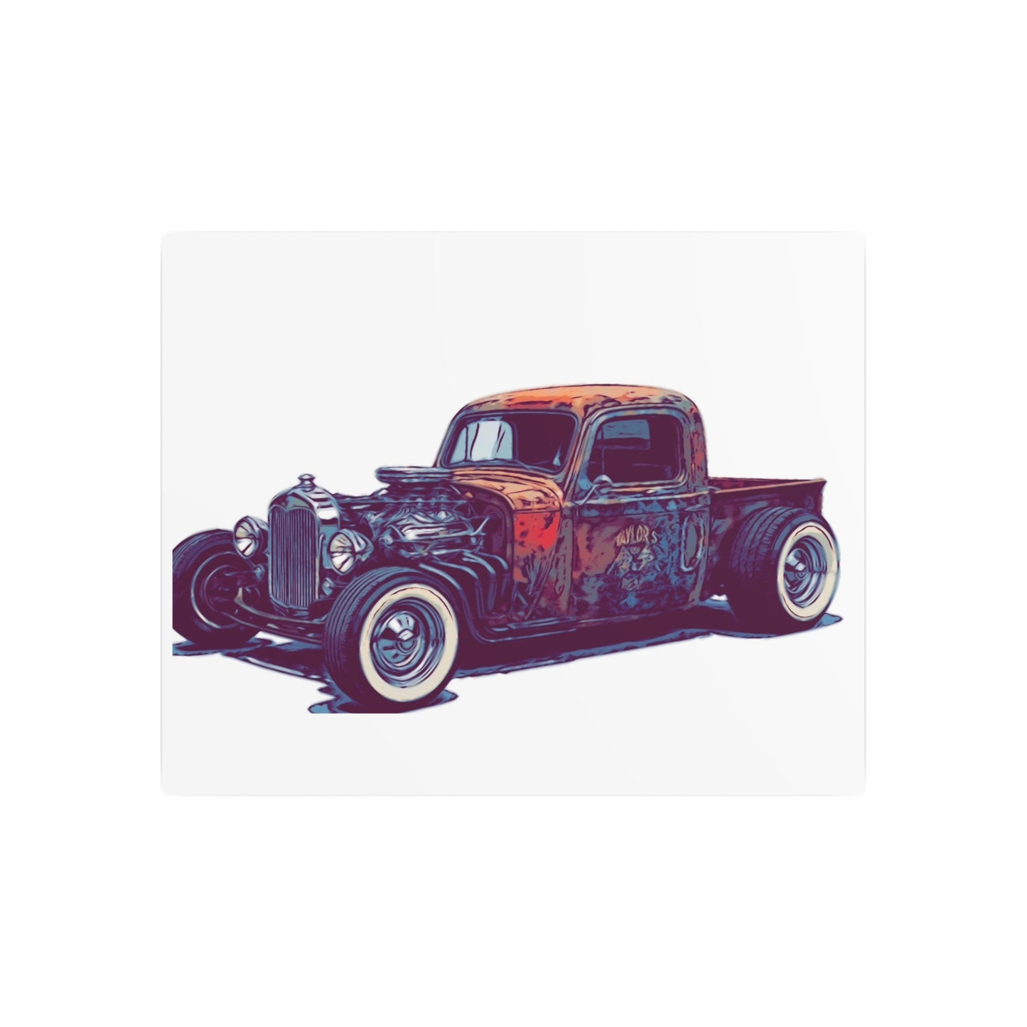 Rustbound Revival Pickup – Vintage Rat Rod Comic Car Wall Art
