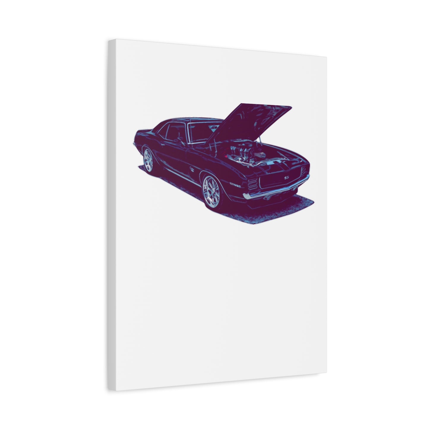 Heart on Display – Open-Hood Classic Muscle Comic Car Wall Art