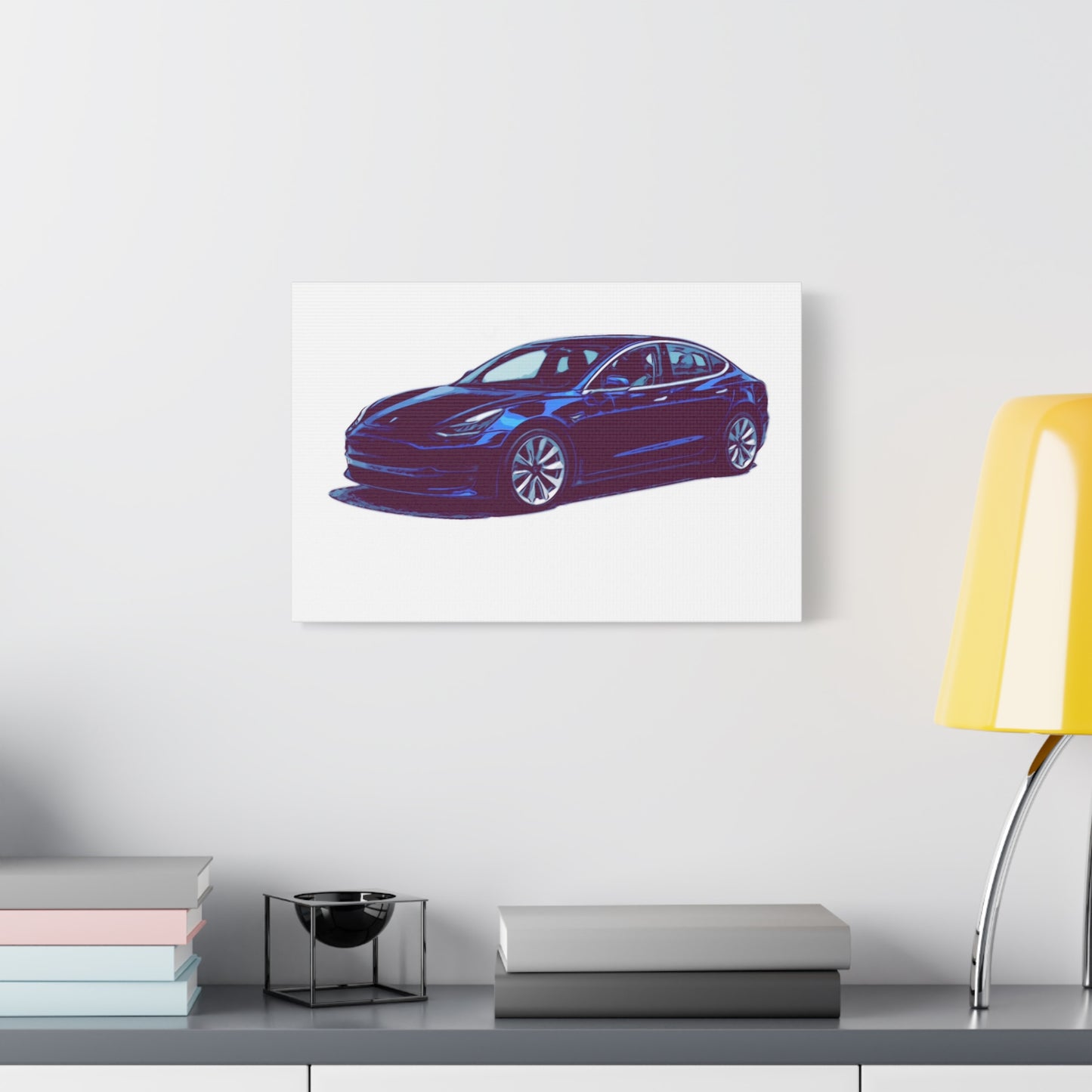 Silentshift Fastback – Modern Electric Sport Sedan Comic Car Wall Art