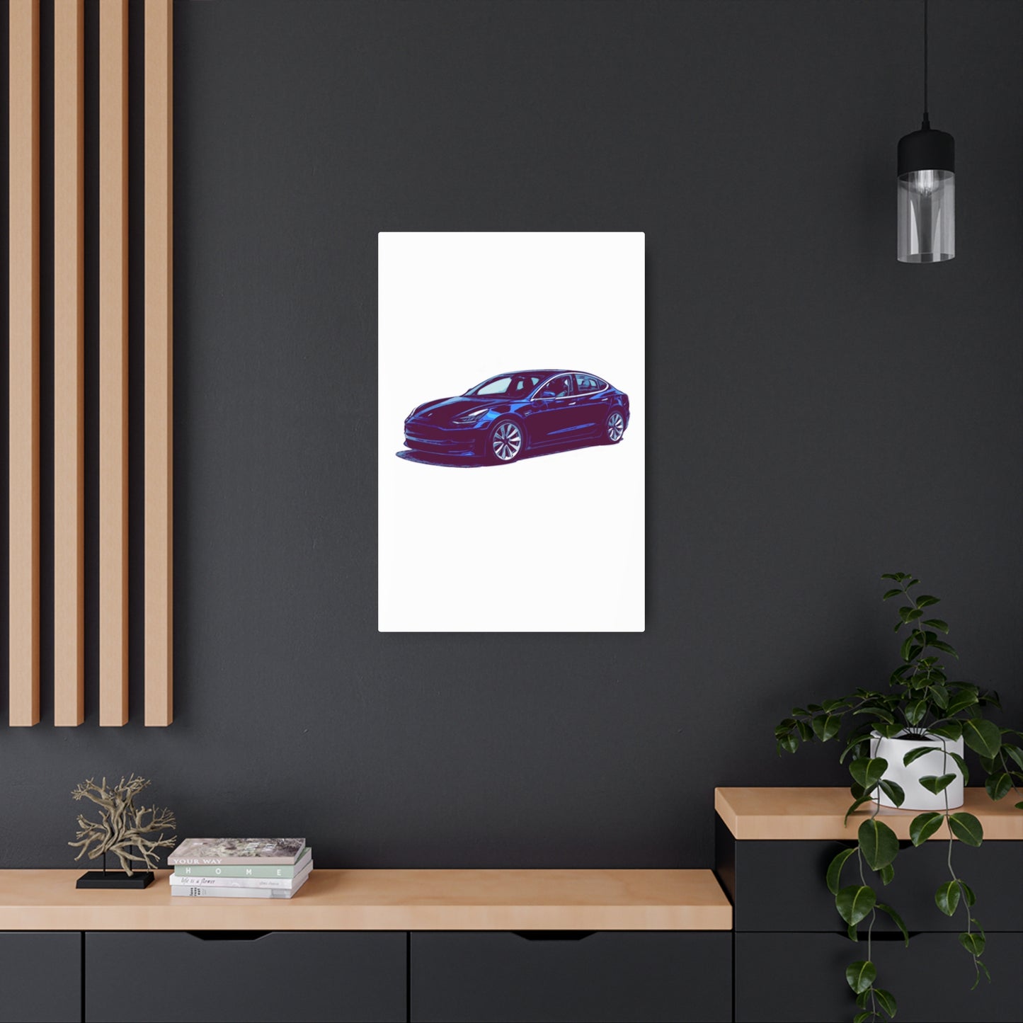 Silentshift Fastback – Modern Electric Sport Sedan Comic Car Wall Art