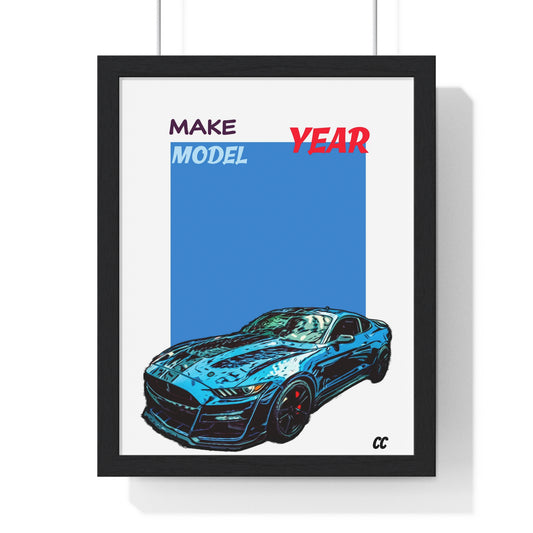 Comic My Ride! Simple custom car vertical framed poster of YOUR car!