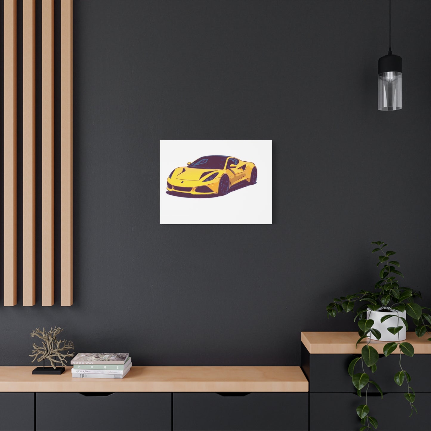Goldflare Coupe – Exotic Performance Comic Car Wall Art