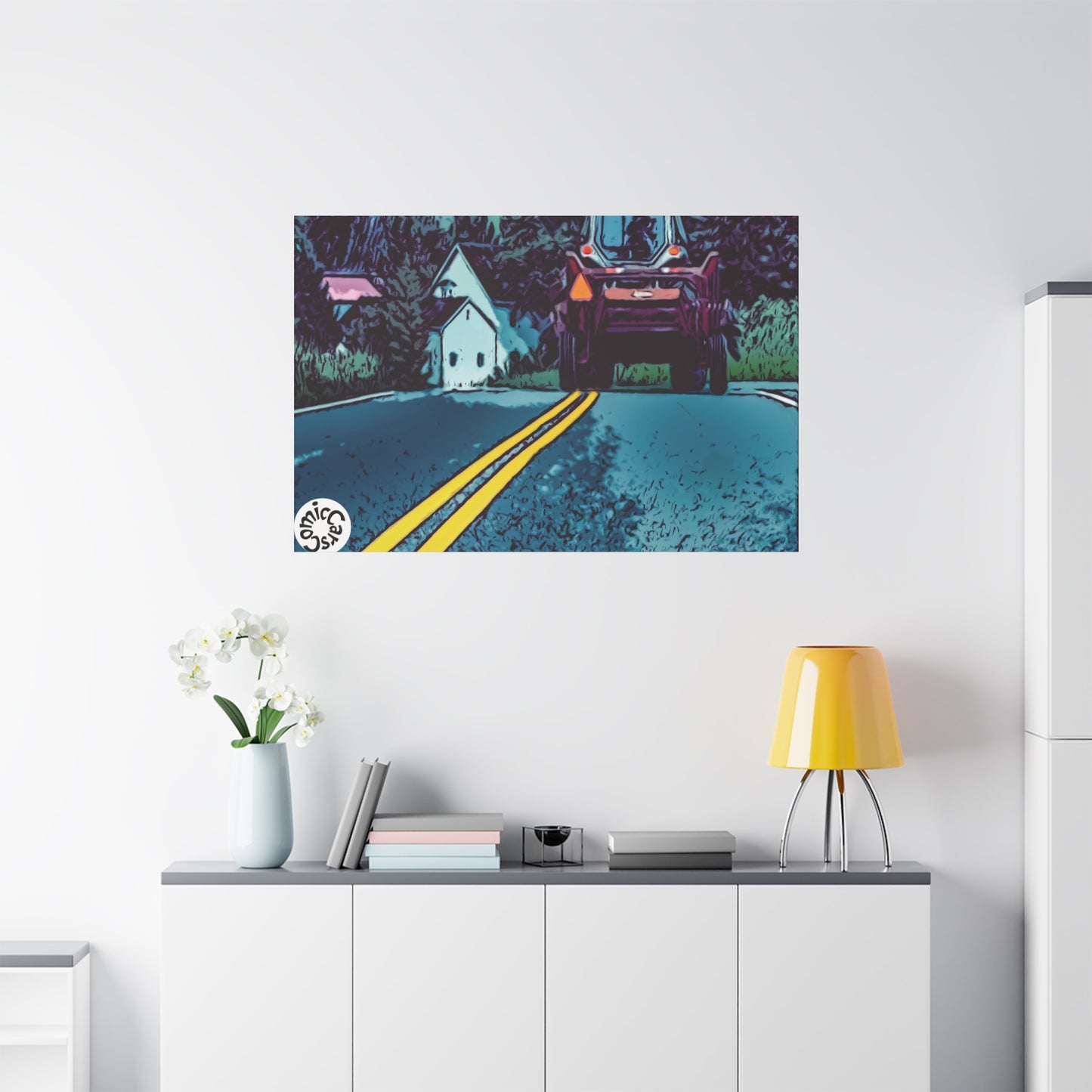 Country Roads Tractor Matte Canvas Wall Art for Farmhouse Decor