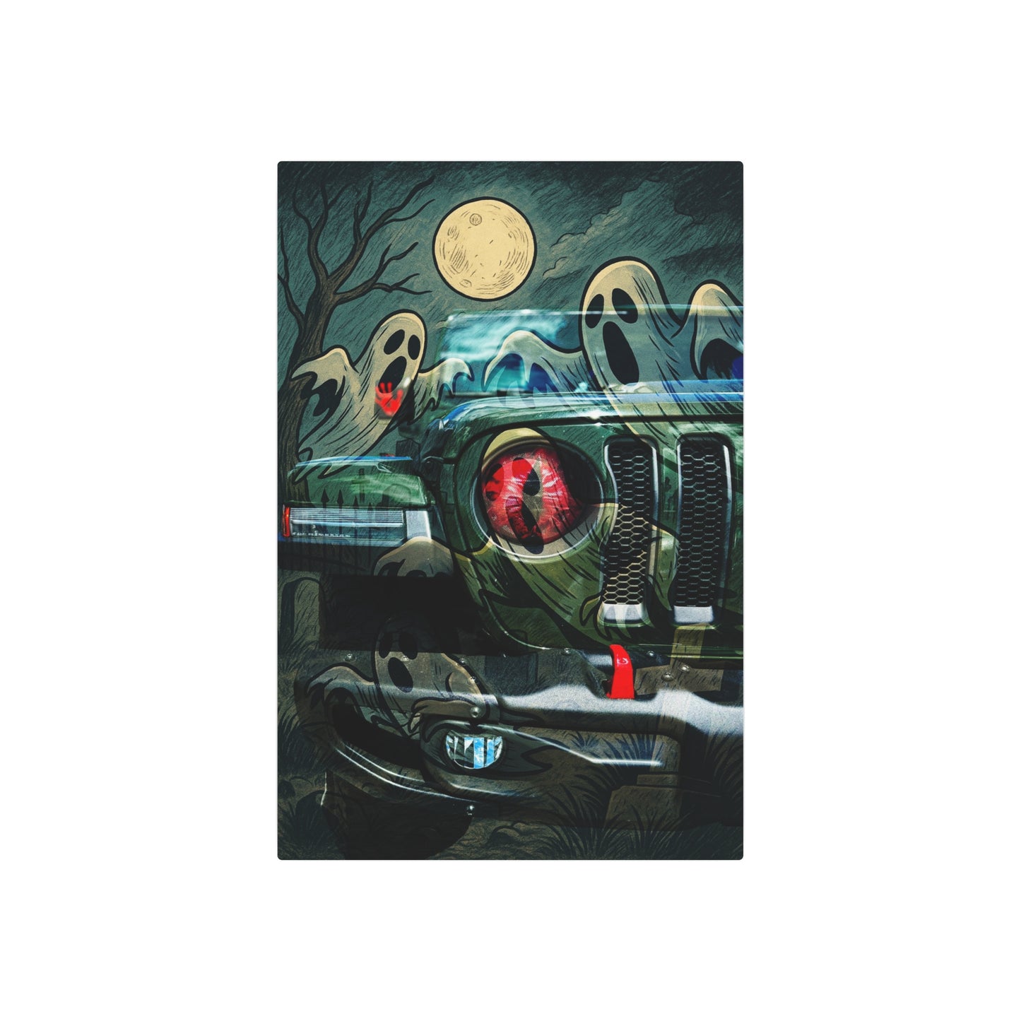 Rustic Ghostly Metal Art Sign - Spooky Decor for Halloween, Haunted House Theme, Unique Gift, Wall Art, Vehicle Lover's Decor