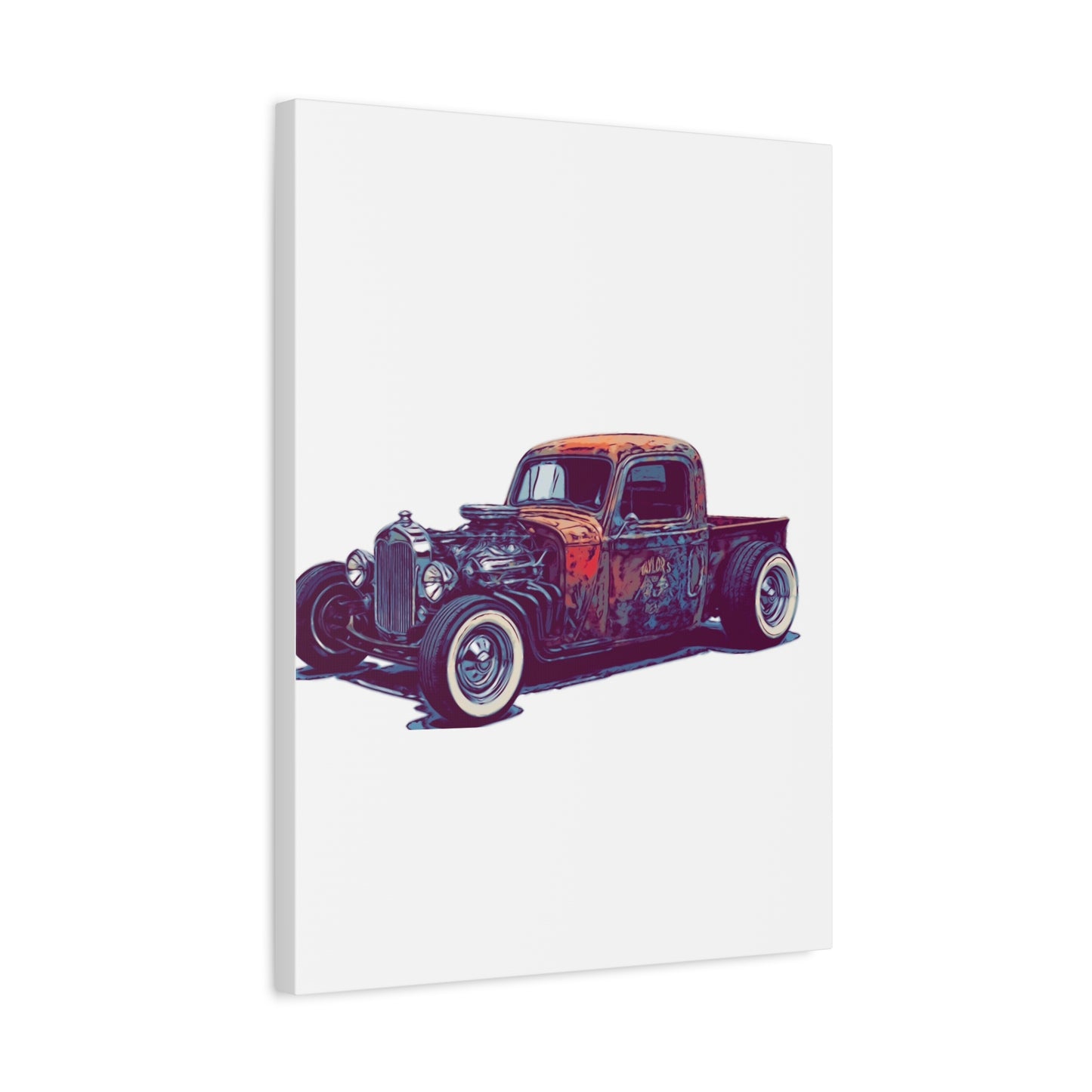 Rustbound Revival Pickup – Vintage Rat Rod Comic Car Wall Art