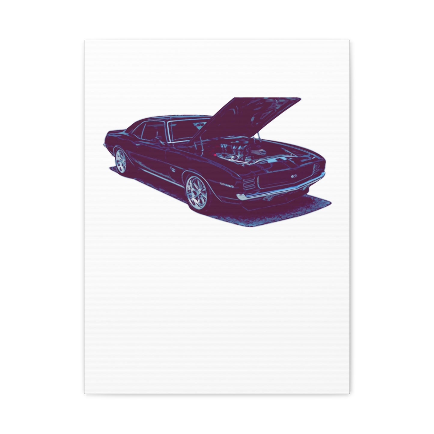 Heart on Display – Open-Hood Classic Muscle Comic Car Wall Art