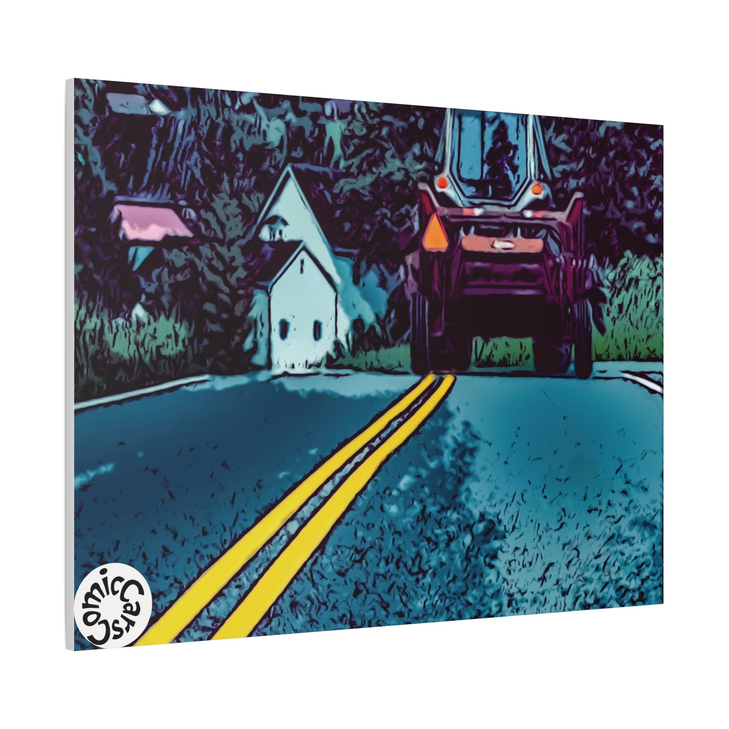 Country Roads Tractor Matte Canvas Wall Art for Farmhouse Decor