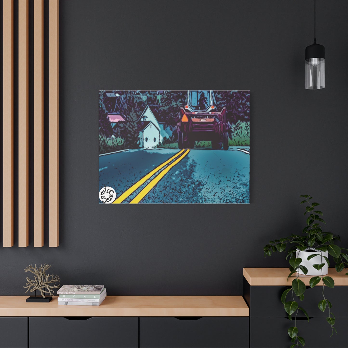Country Roads Tractor Matte Canvas Wall Art for Farmhouse Decor