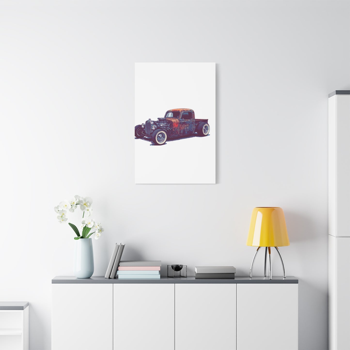 Rustbound Revival Pickup – Vintage Rat Rod Comic Car Wall Art