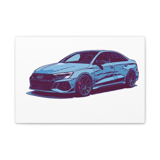 Midnight Precision – Modern European Performance Sedan Comic Car Wall Art