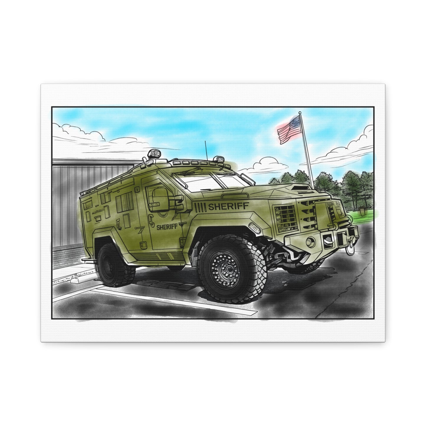 Brave Neighborhood Defender – Kids Community Truck Canvas Wall Art