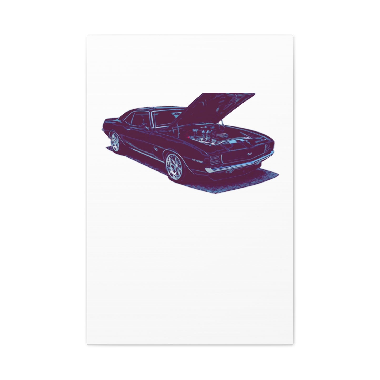 Heart on Display – Open-Hood Classic Muscle Comic Car Wall Art