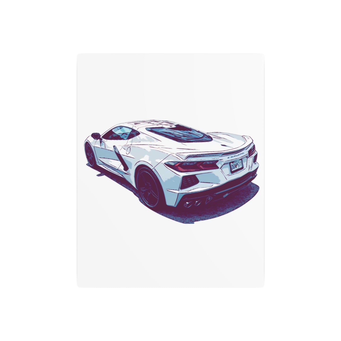 Whiteout Velocity – Modern Supercar Rear Profile Comic Wall Art