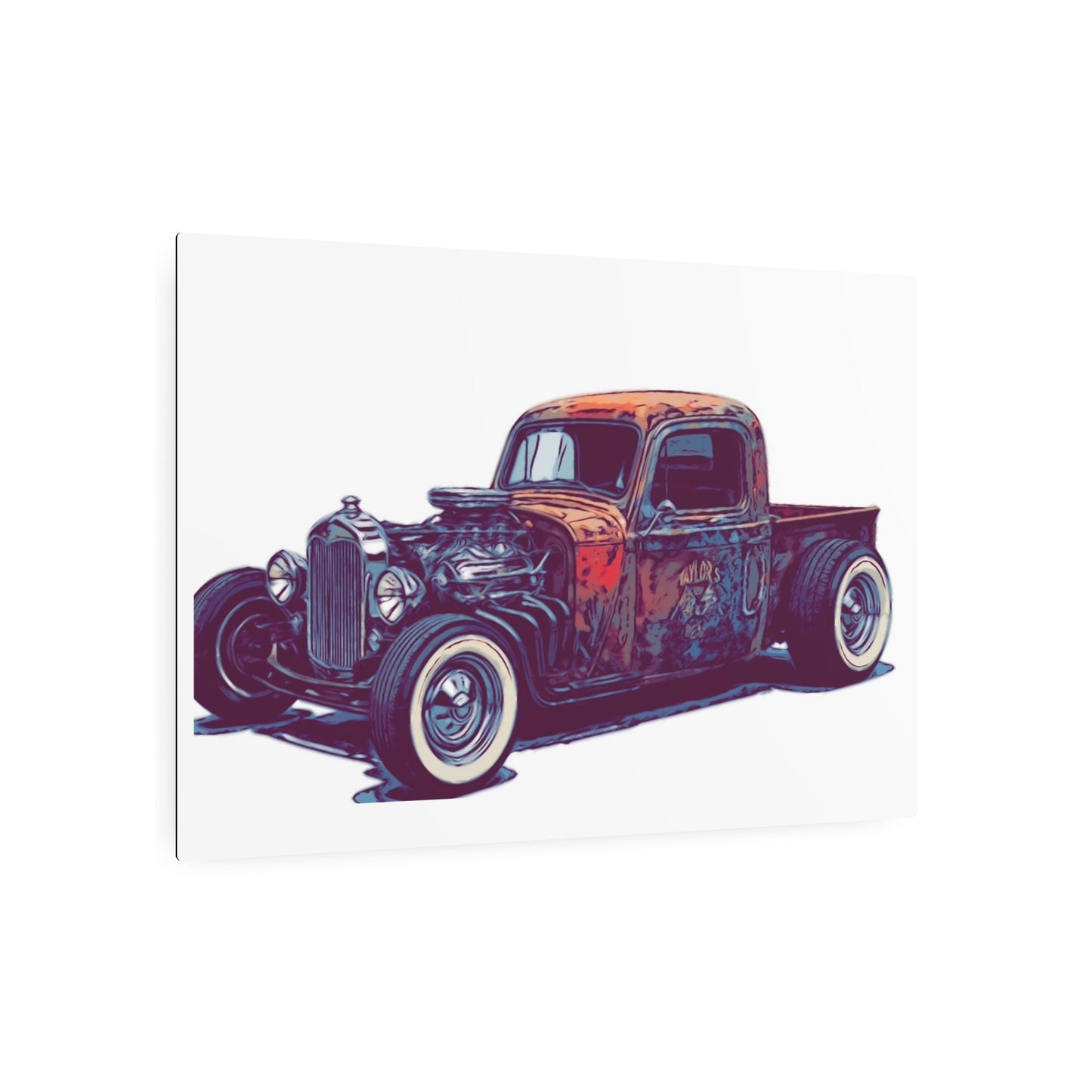Rustbound Revival Pickup – Vintage Rat Rod Comic Car Wall Art