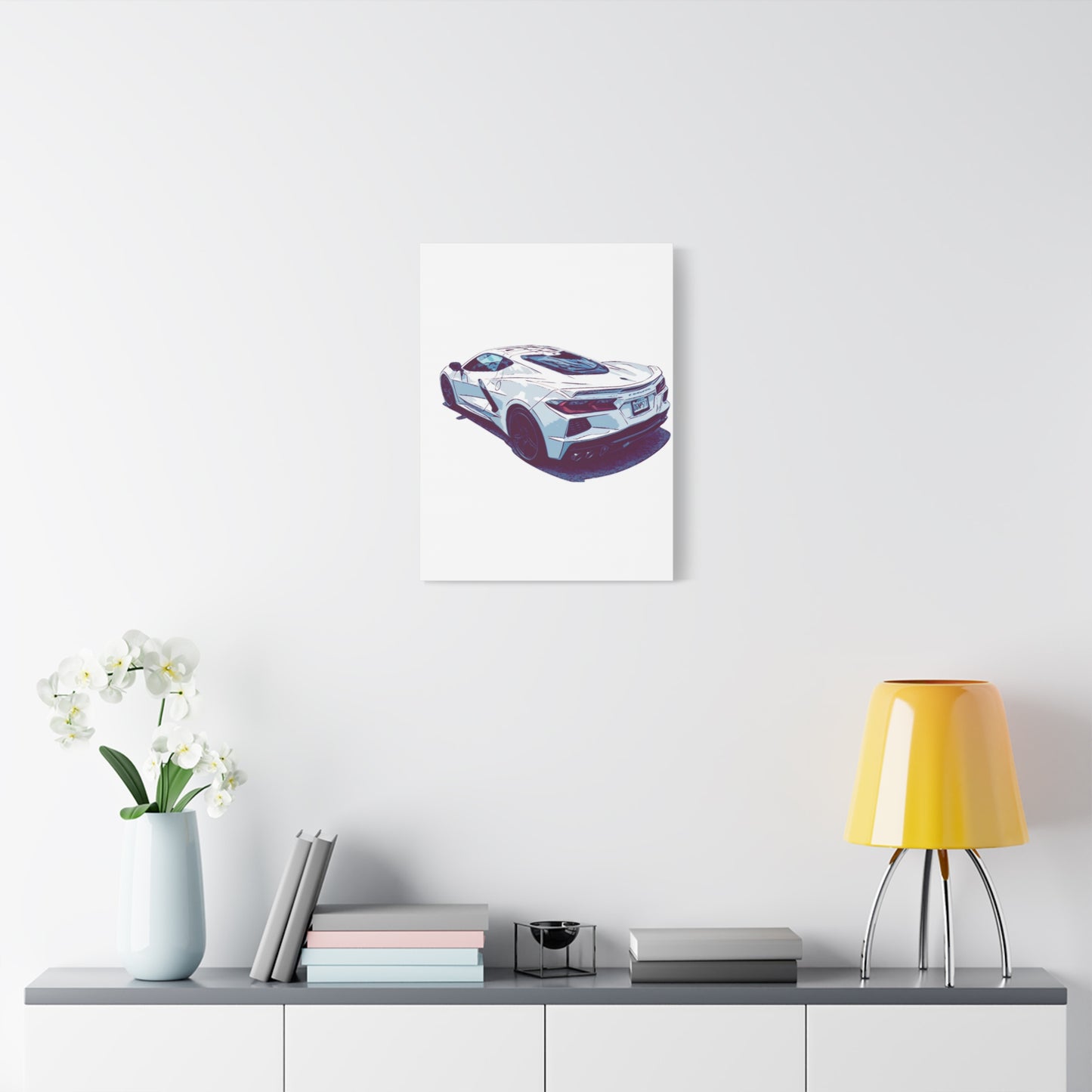 Whiteout Velocity – Modern Supercar Rear Profile Comic Wall Art